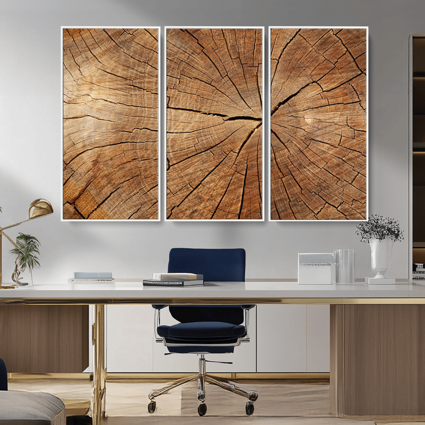 61710-MGV-CV-36X24-Tree Rings Wall Art – Rustic Wood Grain Canvas Print of Tree Trunk Cross Section, Nature Inspired Decor for Cabin, Office, Living