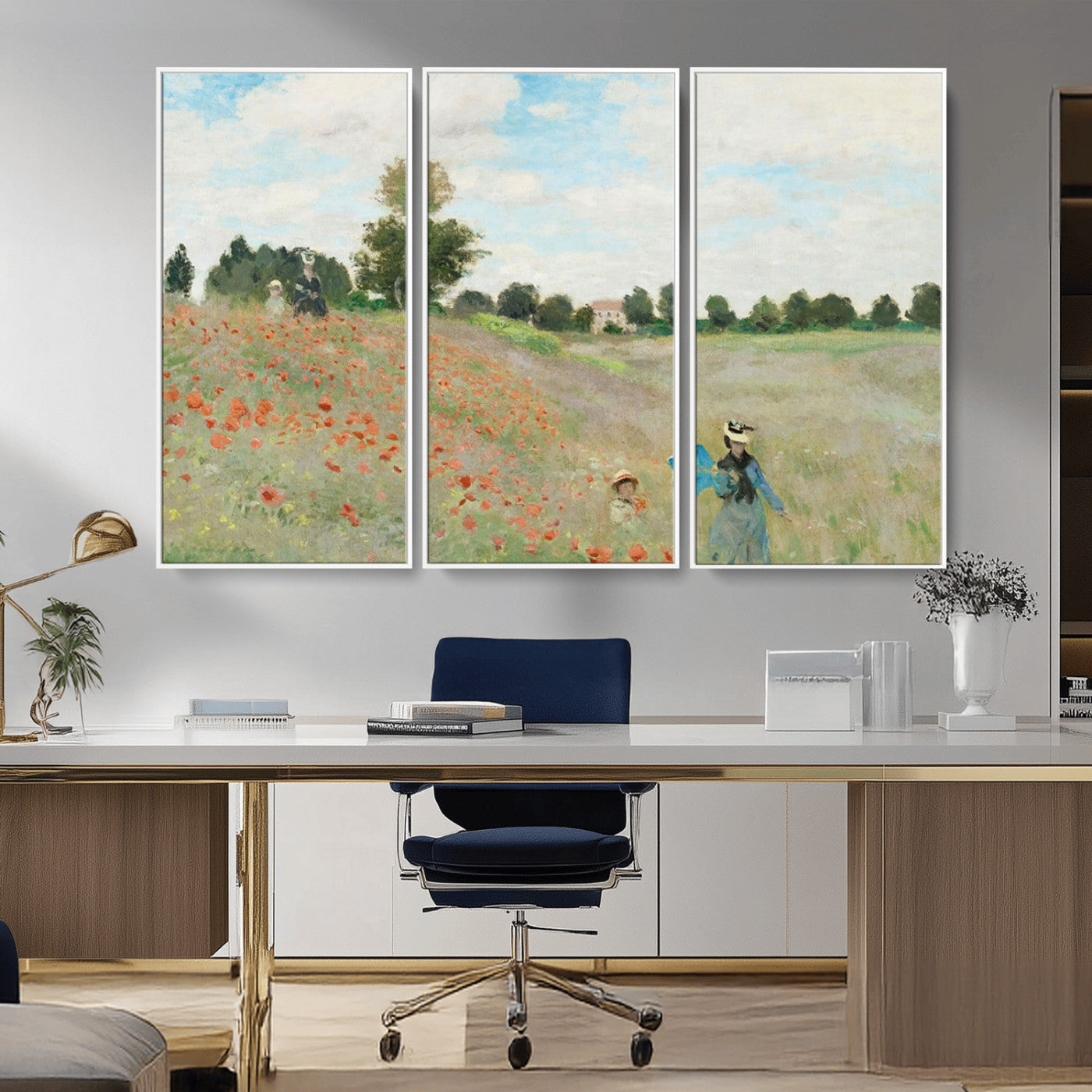 74890-MGV-CV-36X24-Monet Poppy Field Wall Art – Impressionist Landscape Canvas Print, Classic French Artwork for Living Room, Bedroom or Office Decor