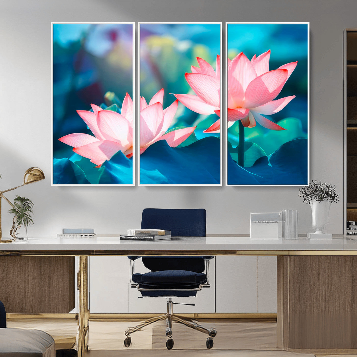 32559-MGV-CV-36X24-Lotus Flower Wall Art – Pink Water Lily Canvas Print, Tranquil Nature Decor for Living Room, Bedroom or Meditation Space