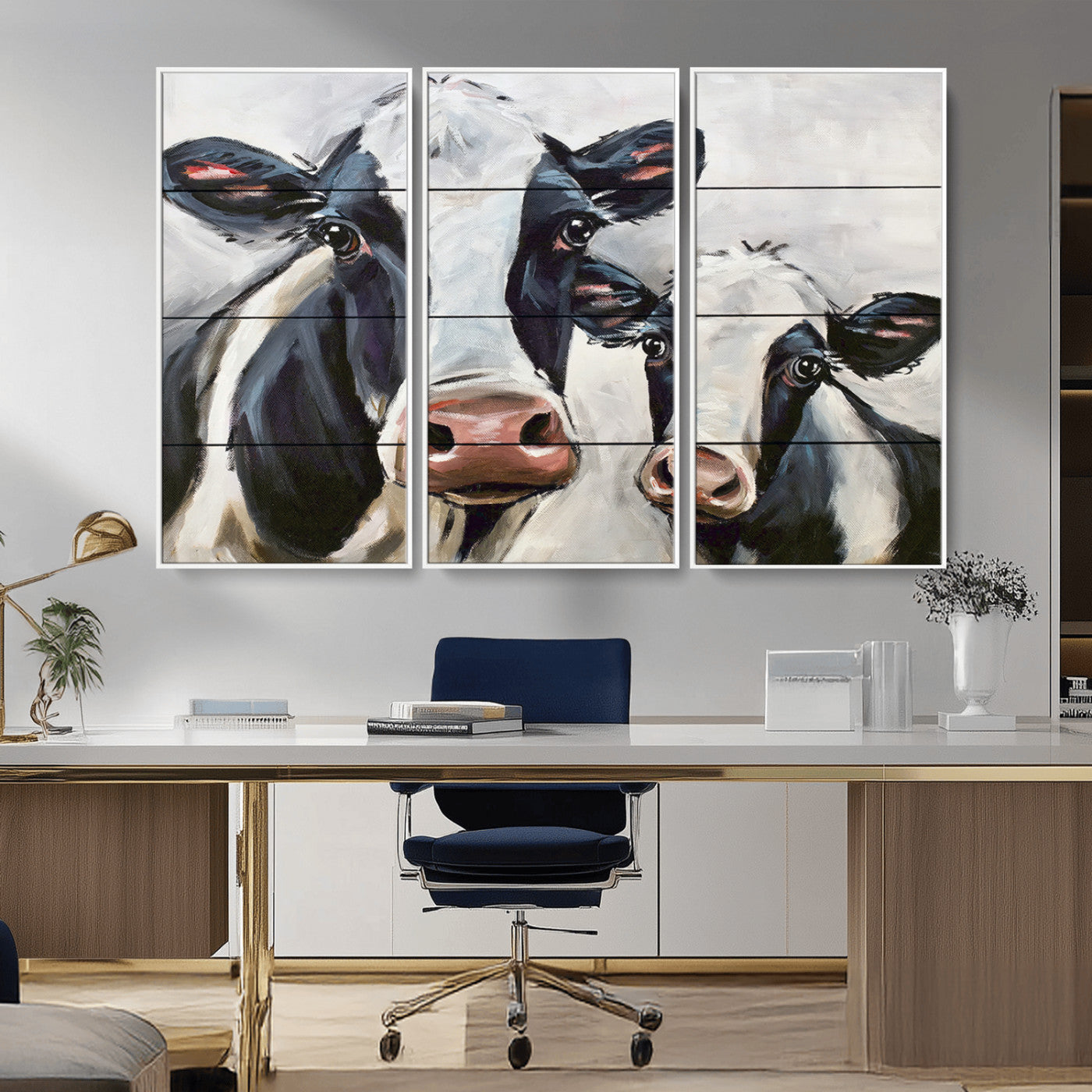 28934-MGV-CV-36X24-Farmhouse Cow Wall Art – Rustic Black and White Dairy Cattle Canvas Print, Country Barn Animal Painting for Kitchen, Living Room