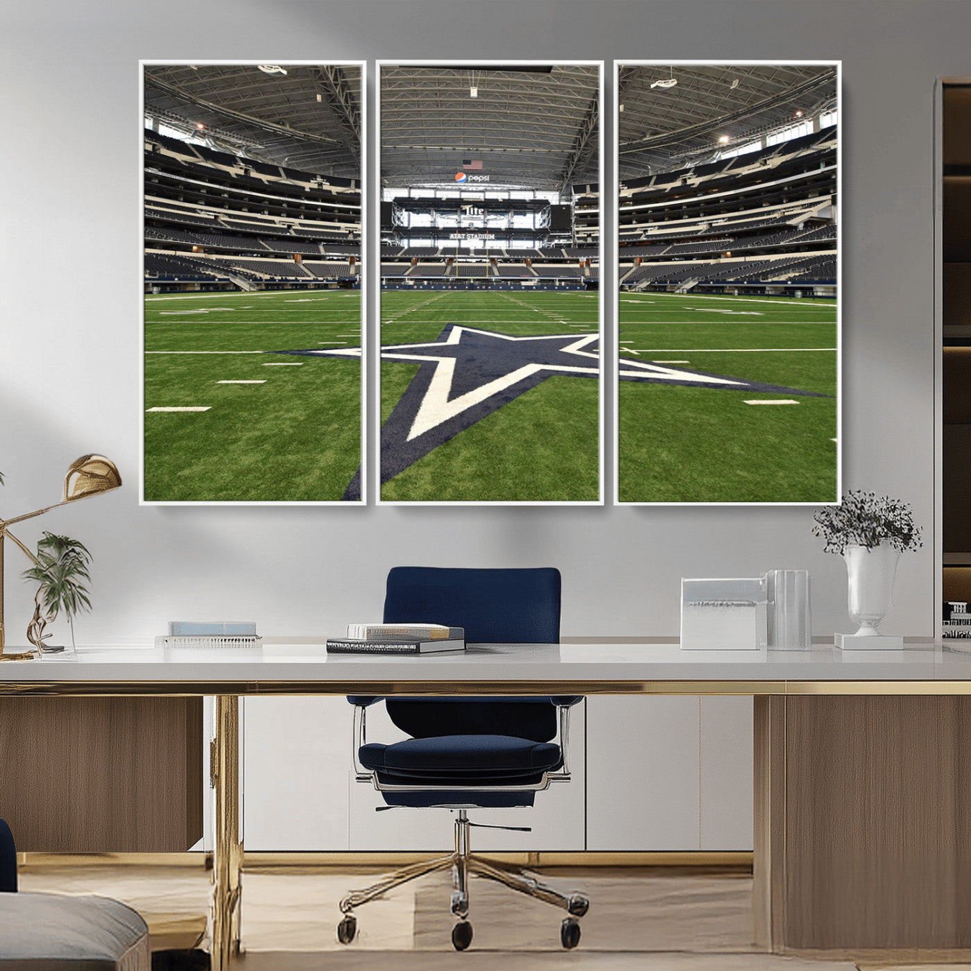 14834-MGV-CV-36X24-Dallas Att Stadium Wall Art Canvas Print, Framed Texas NFL Stadium Art Picture Print, American Football Stadium Perfect Sports