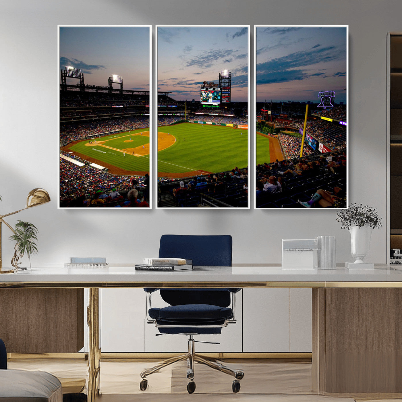 17415-MGV-CV-36X24-Philadelphia Phillies Stadium Wall Art Canvas Print, Framed Citizens Bank Park Art Picture Print, Phillies Stadium Field Perfect