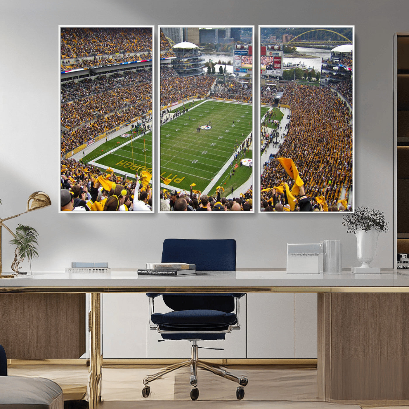 51419-MGV-CV-36X24-Heinz Field Wall Art Canvas Print, Framed Pittsburgh Stadium Field Art Picture Print, Heinz Stadium Field Perfect Sports Room