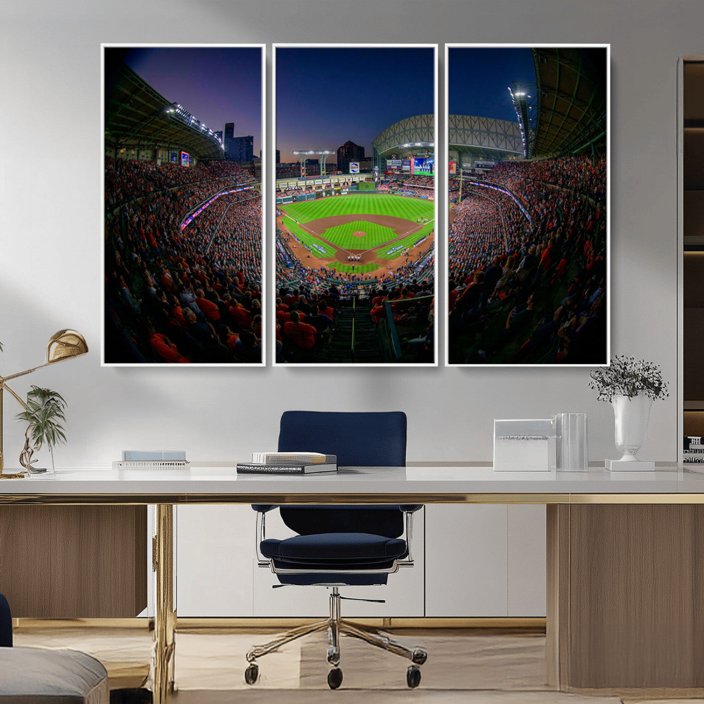 44322-MGV-CV-36X24-Minute Maid Park Wall Art Canvas Print, Framed Houston Astros Stadium Art Picture Print, Houston Astros Field Perfect Sports Room