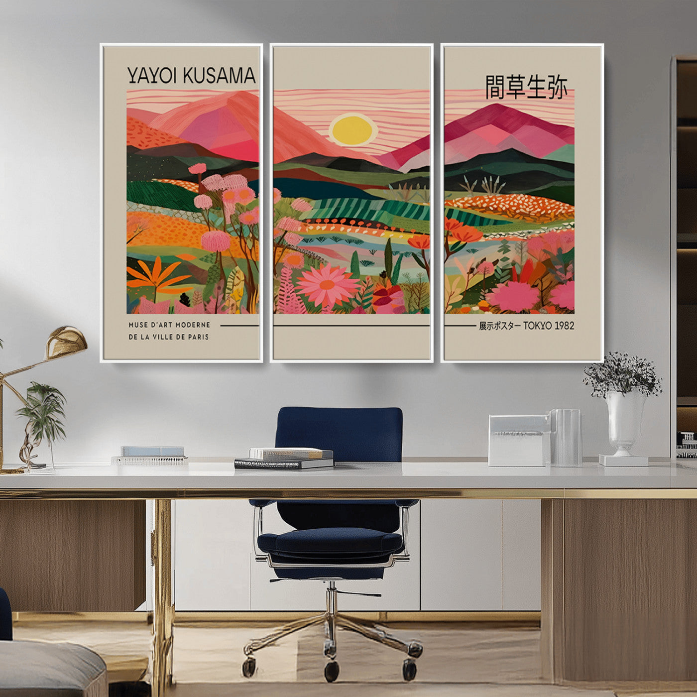 18304-MGV-CV-36X24-Sunset Mountain Landscape Wall Art – Panoramic Abstract Nature Canvas Print, Vibrant Wall Decor for Living Room, Bedroom, Office,