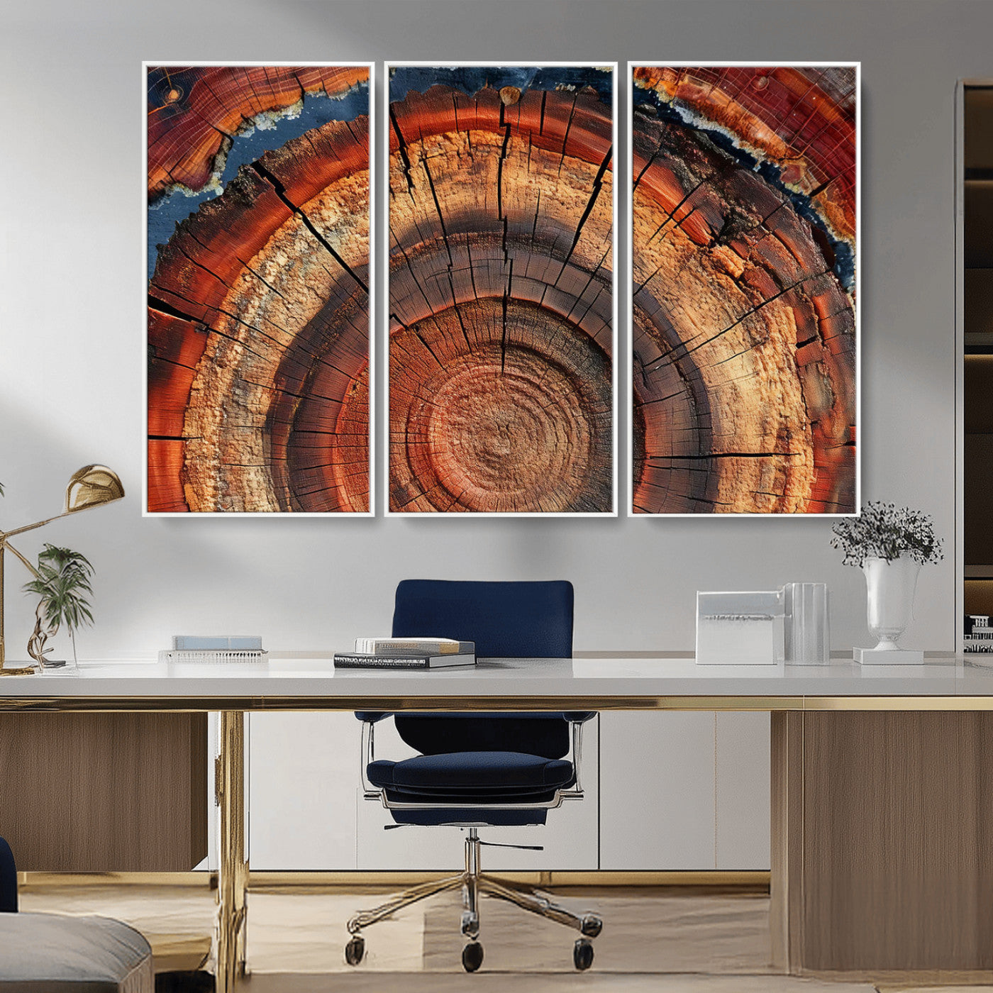 28555-MGV-CV-36X24-Tree Ring Wall Art – Rustic Wood Grain Canvas Print, Natural Texture Abstract Artwork Poster for Living Room, Bedroom, Office,