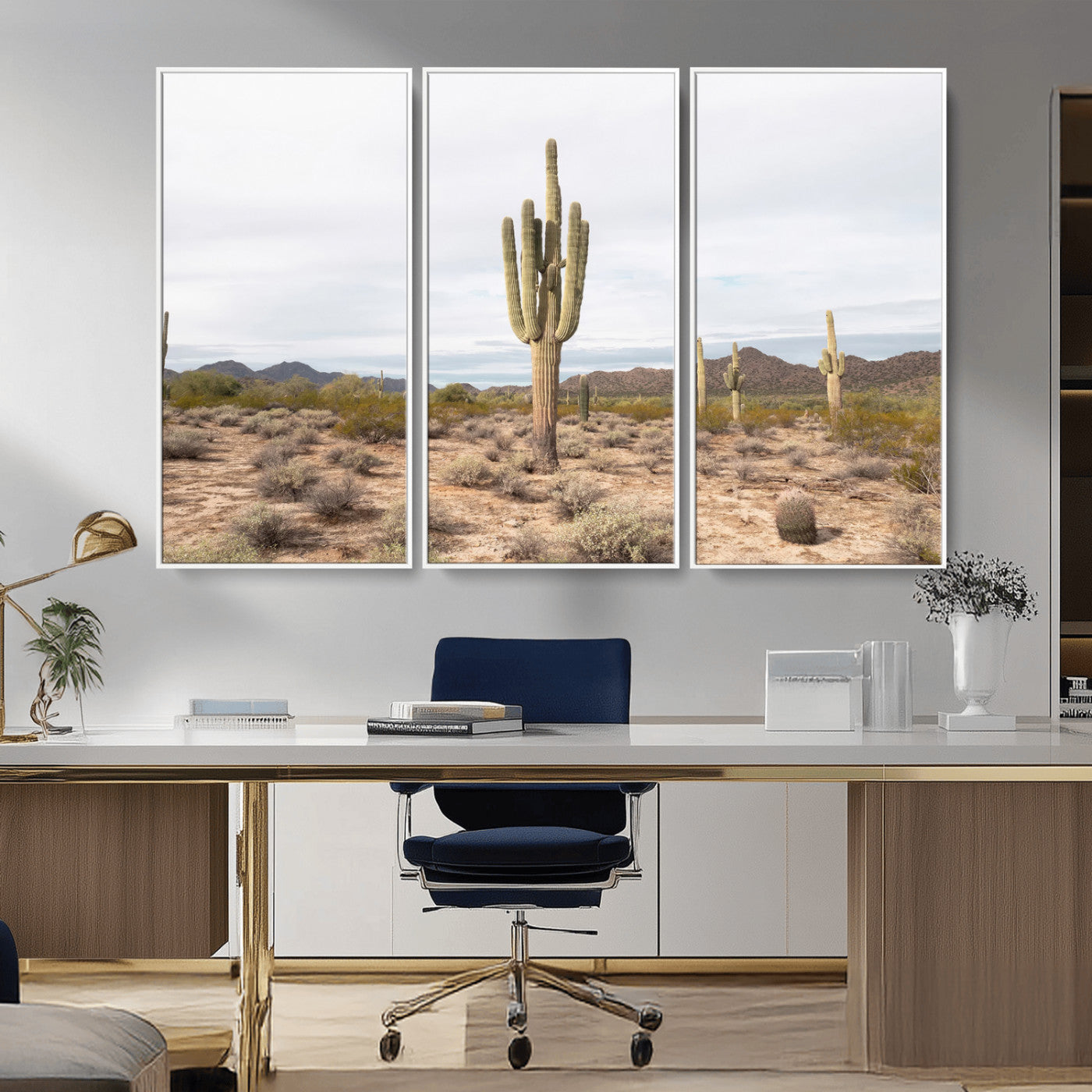 96147924-MGV-CV-36X24-Saguaro Cactus Wall Art Canvas Print, Framed Desert Cactus Art Picture Print, Earthy Desert Perfect Southwestern Boho Decor