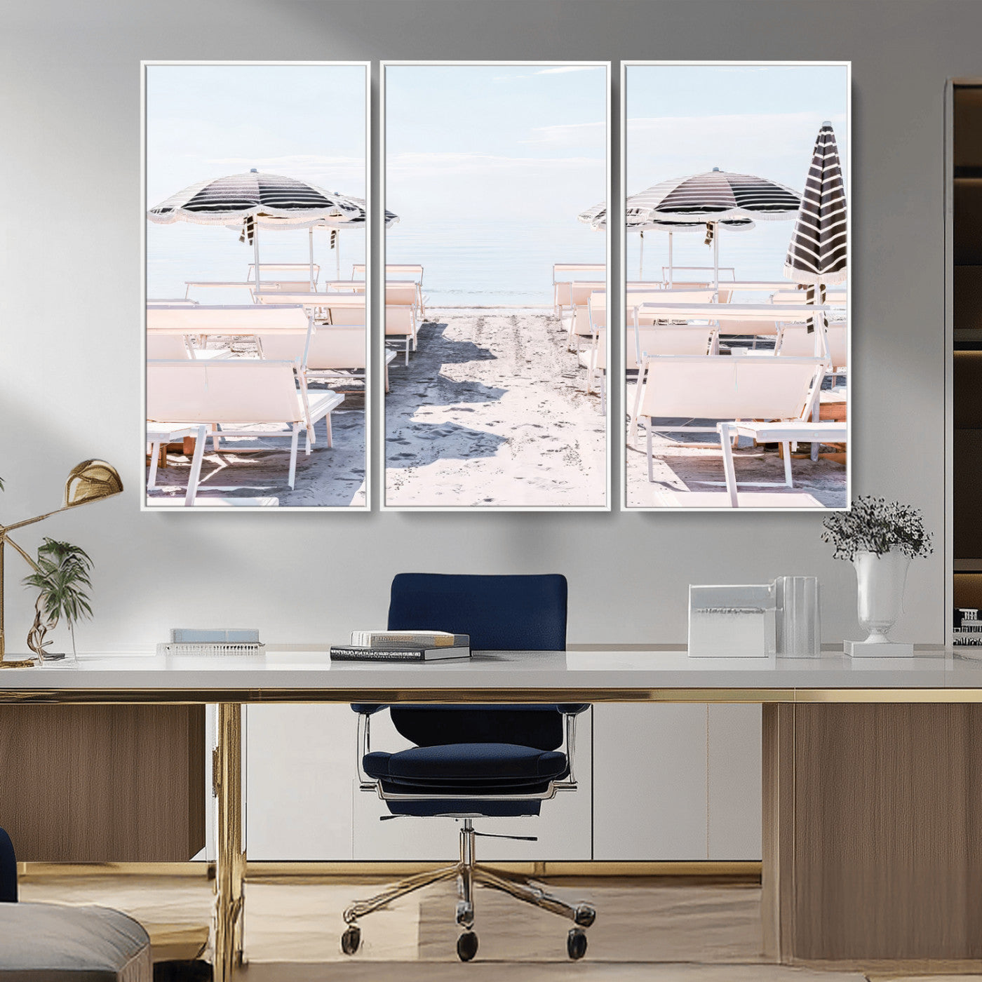 67623952-MGV-CV-36X24-Minimalist Beach Wall Art Canvas Print, Framed Pastel Sand Art Picture Print, Beach Aesthetic Perfect Coastal Minimalist Decor