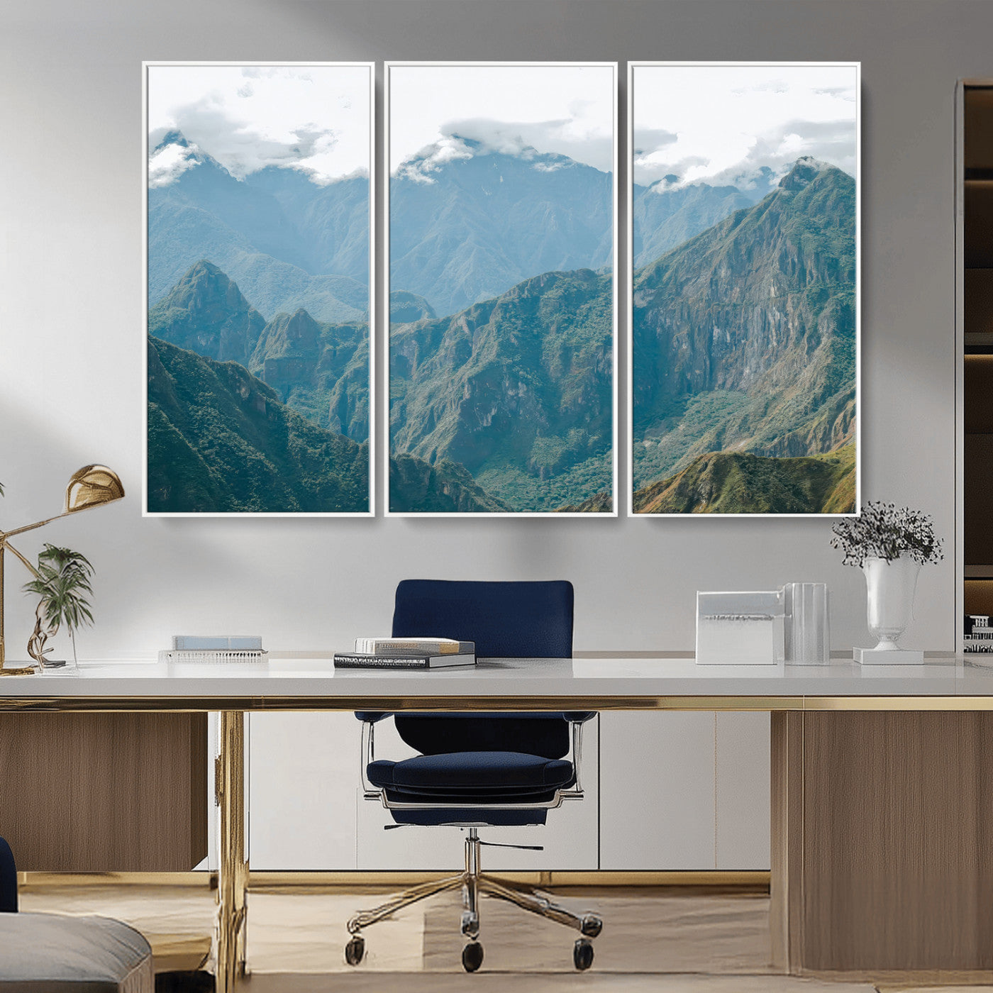 79393816-MGV-CV-36X24-Misty Mountain Wall Art Canvas Print, Framed Cloudy Andean Art Picture Print, Rugged Mountain Perfect Rustic Nature Decor Artwork