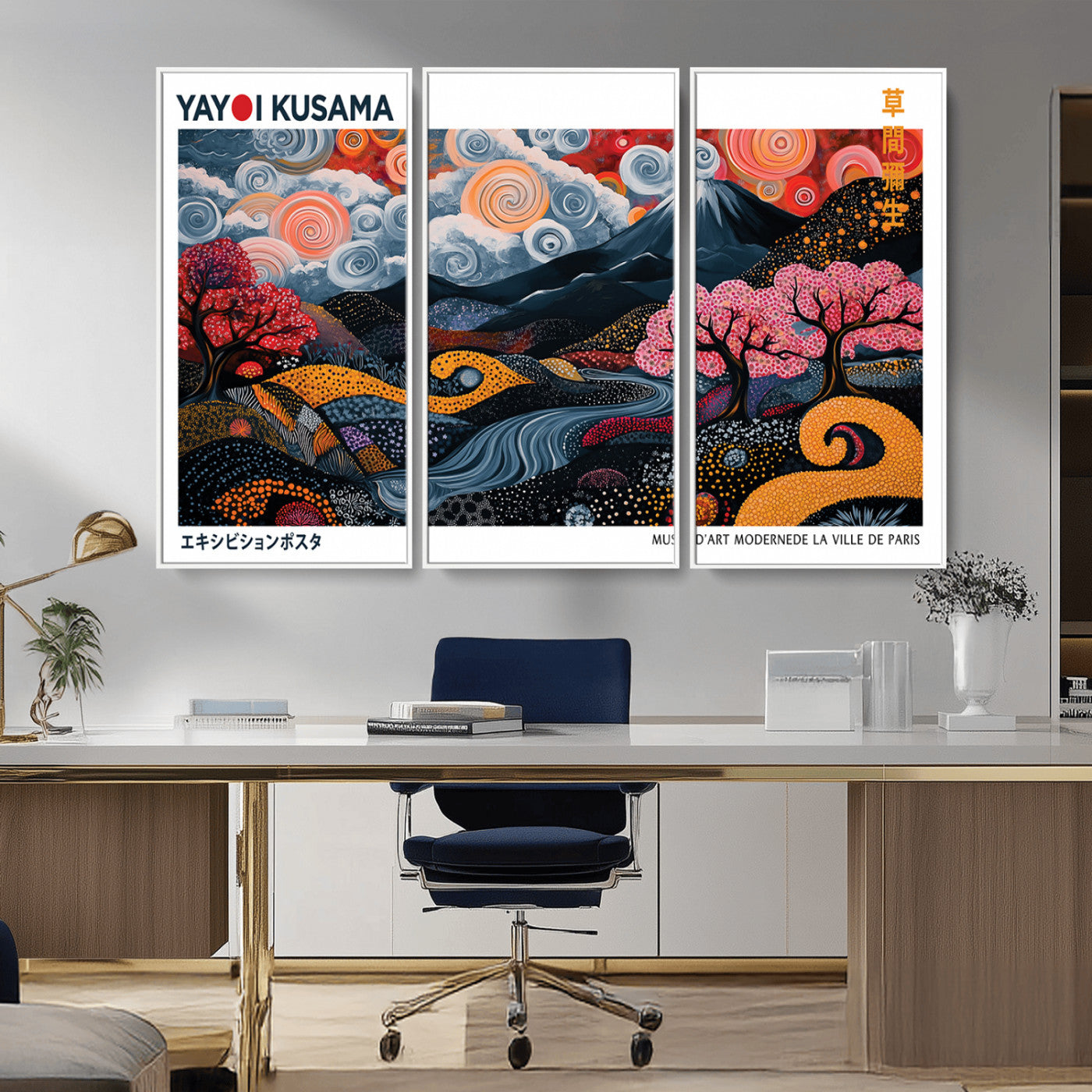 43879290-MGV-CV-36X24-Japanese Abstract Wall Art – Mount Fuji Cherry Blossom Canvas Print, Modern Asian Inspired Landscape Decor for Living Room,