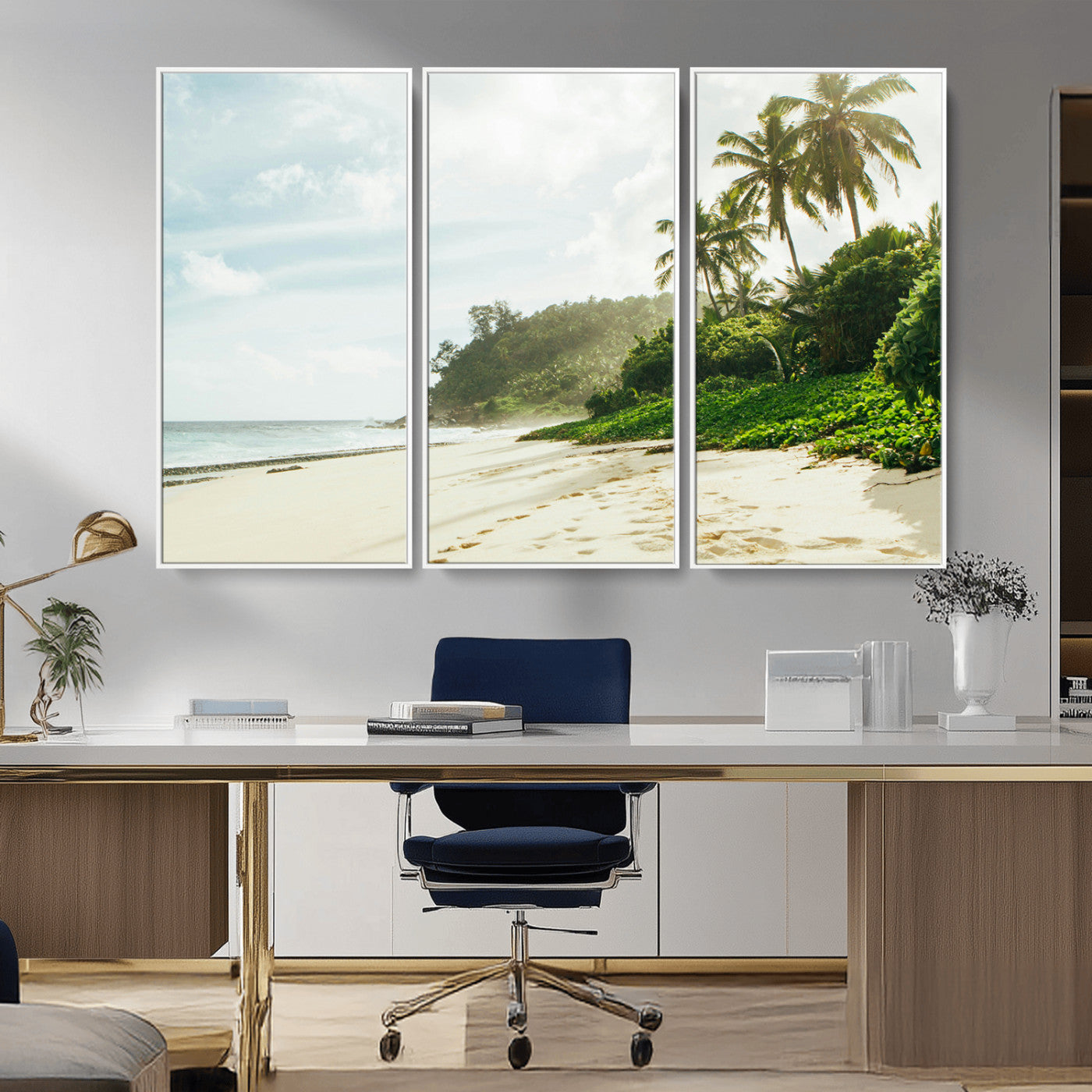 42984524-MGV-CV-36X24-Relaxing Beach Wall Art Canvas Print, Framed Ocean View Art Picture Print, Coastal Serenity Perfect Tropical Coastal Decor Artwork