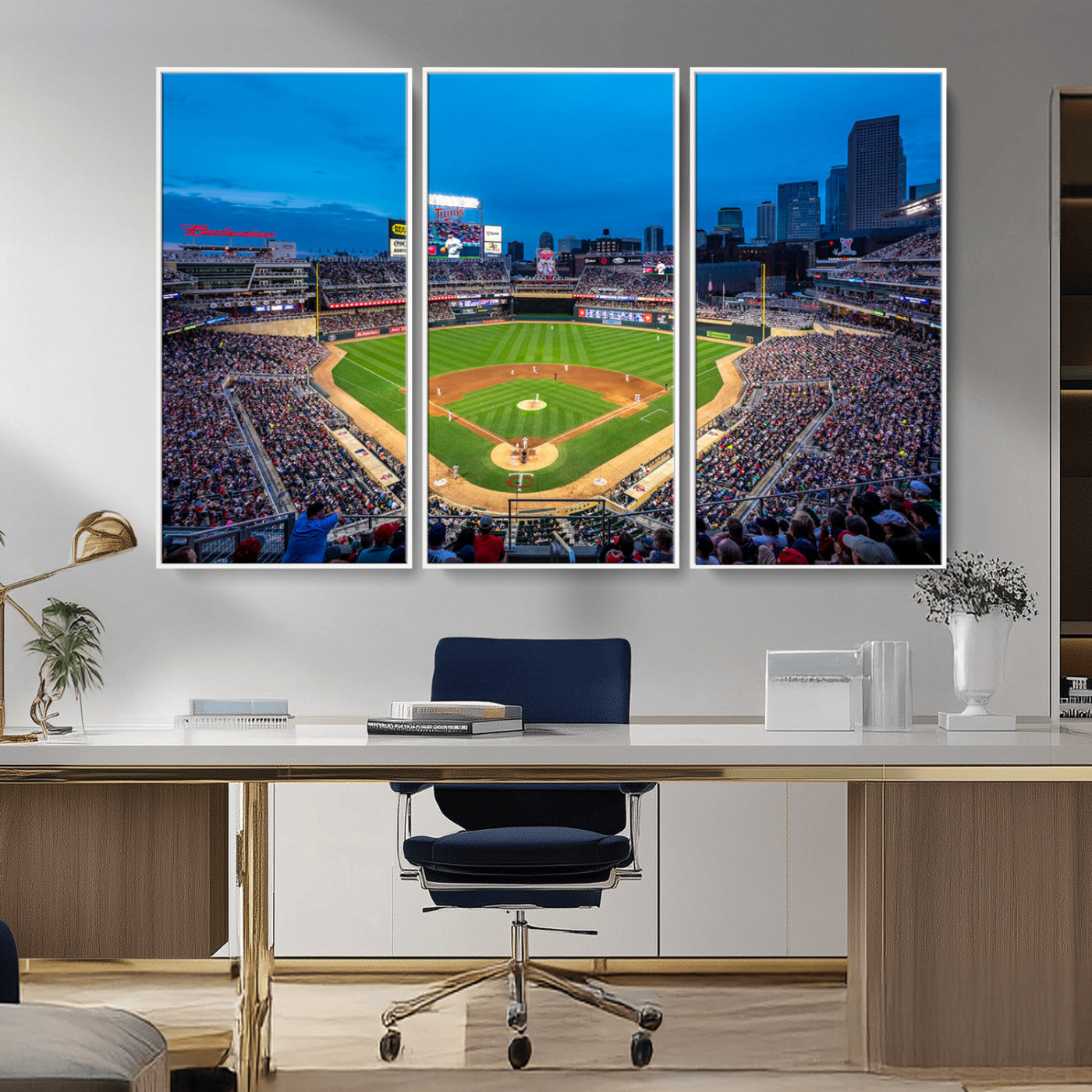 77273035-MGV-CV-36X24-Baseball Stadium Wall Art – Panoramic Evening Game Canvas Print, Sports Fan Decor for Man Cave, Office, Bar, or Living Room