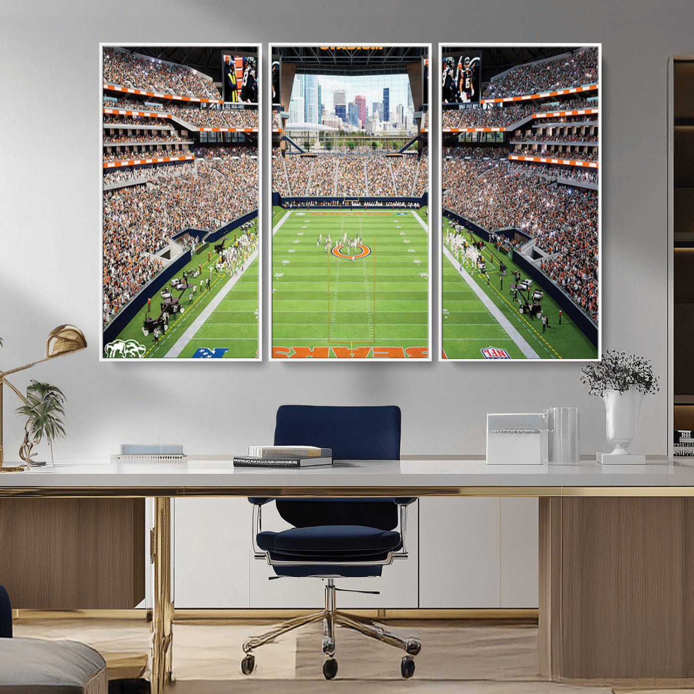 76935553-MGV-CV-36X24-Football Stadium Wall Art – Panoramic Game Day Canvas Print, Sports Decor for Man Cave, Office, Bar, or Living Room