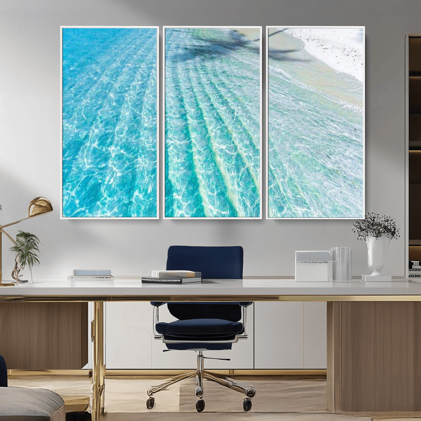 17528159-MGV-CV-36X24-Tropical Ocean Wall Art – Turquoise Water Canvas Print, Crystal Clear Beach Waves Photography Coastal Decor for Living Room,