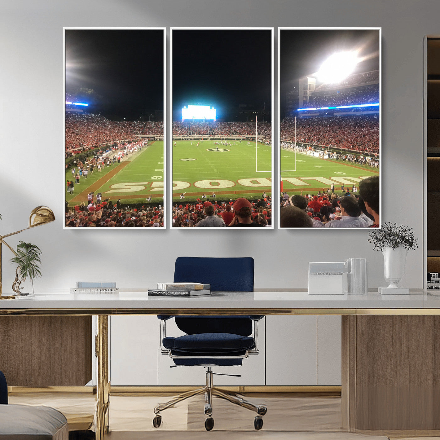16230786-MGV-CV-36X24-Sanford Stadium Wall Art – Georgia Bulldogs Football Night Game Canvas Print, College Sports Decor for Man Cave, Bar, Office, or