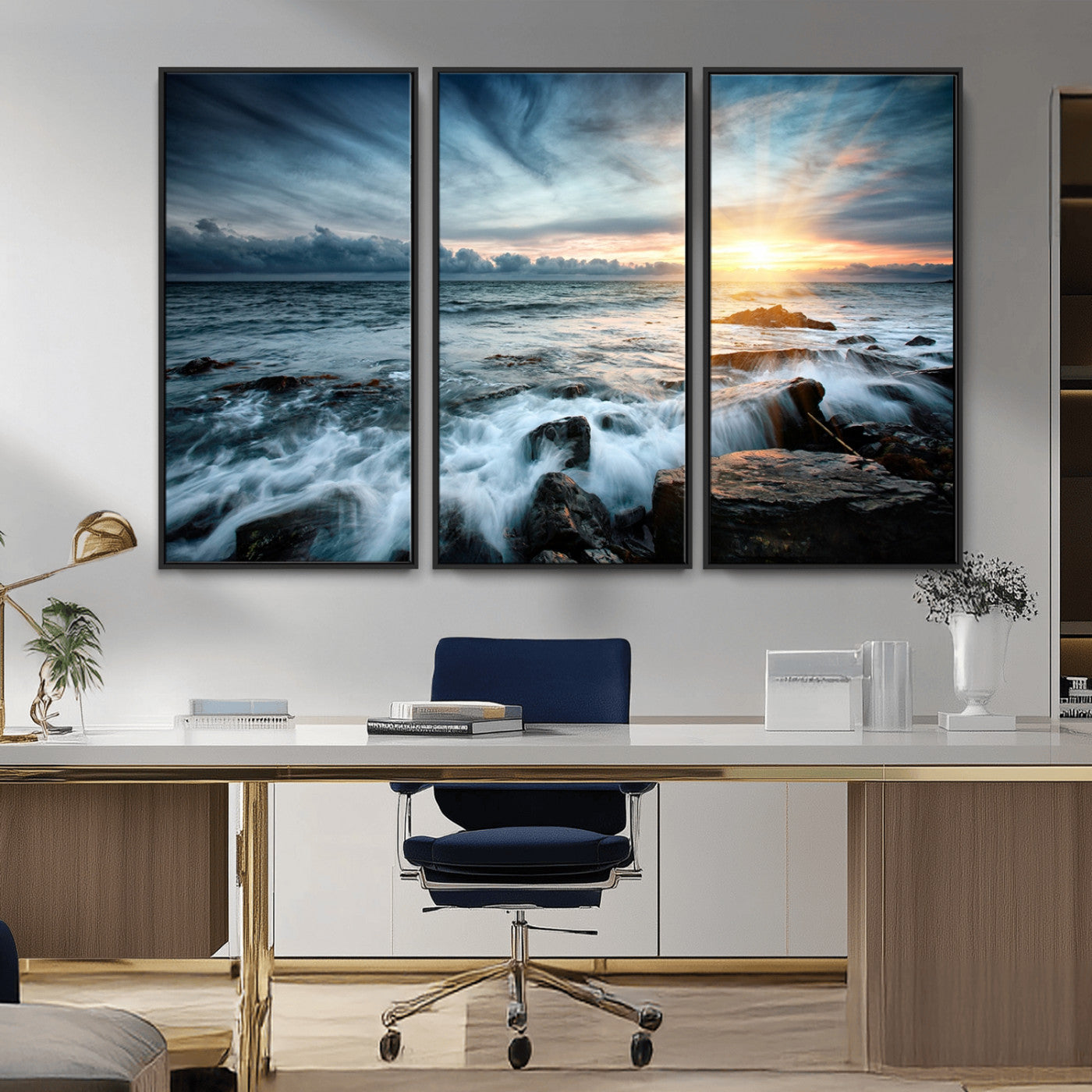 33428-MGV-CV-36X24-Ocean Sunrise Wall Art – Serene Seascape Canvas Print, Coastal Home or Office Decor, Perfect for Living Room, Bedroom, or Study