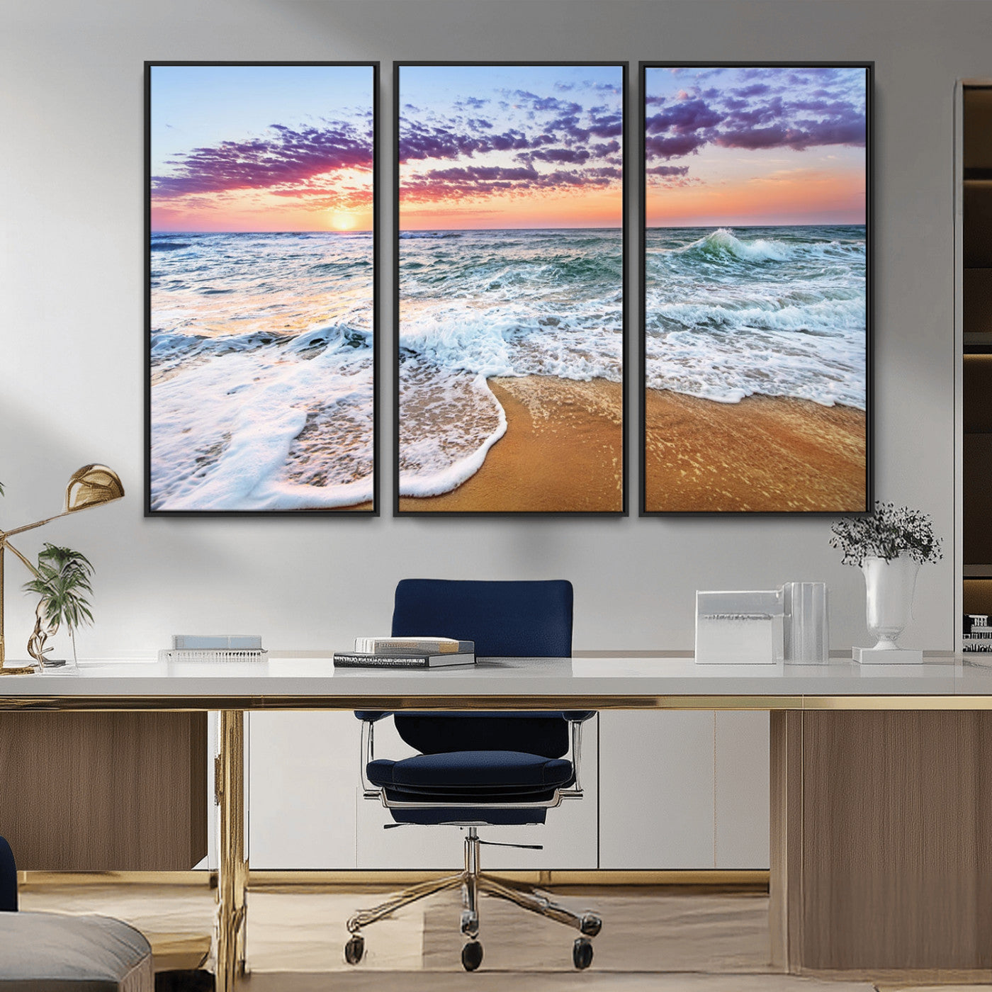 53006-MGV-CV-36X24-Ocean Beach Sunset Wall Art – Vibrant Seascape Canvas Print, Coastal Home Decor for Living Room, Bedroom, Office or Beach House