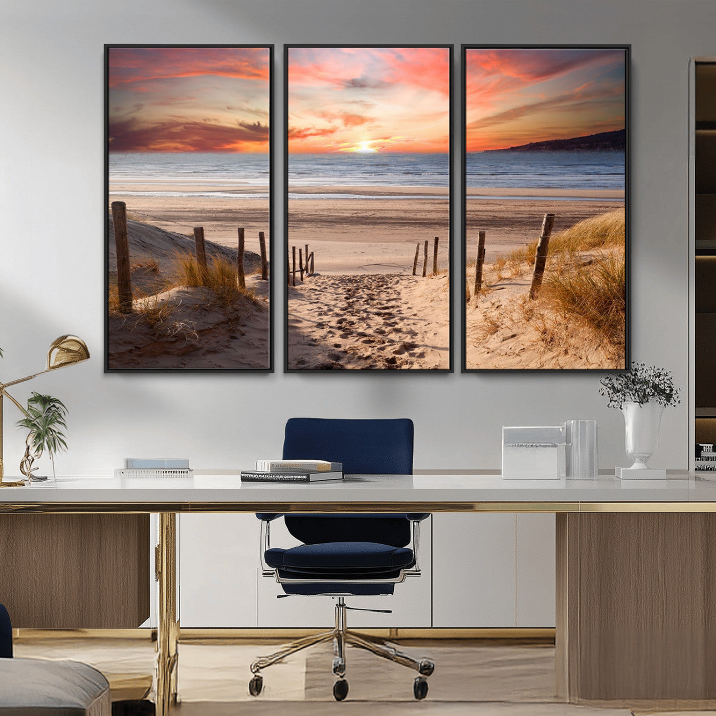 78111-MGV-CV-36X24-Sunset Pathway Wall Art – Panoramic Coastal Canvas Print, Tranquil Beach Decor for Living Room, Office or Bedroom