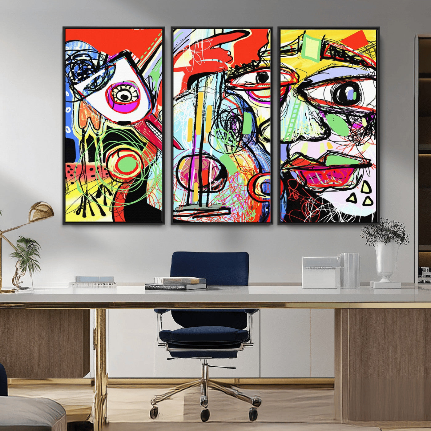 37796-MGV-CV-36X24-Picasso Style Wall Art Canvas Print, Framed Picasso Art Picture Print, Picasso Cubism Perfect Modern Abstract Decor Artwork