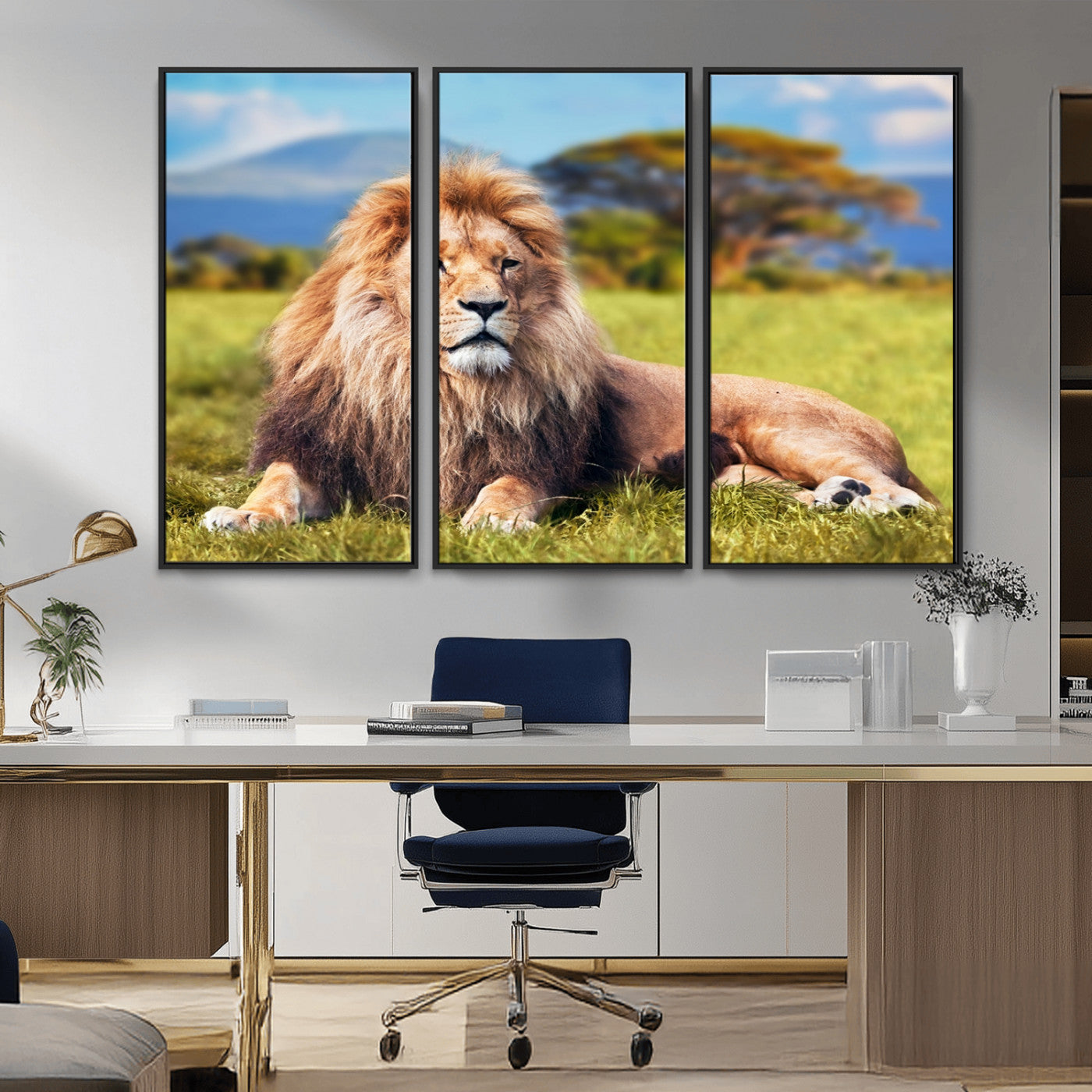 67826-MGV-CV-36X24-Majestic Lion Wall Art – King of the Jungle Canvas Print, Safari Wildlife Decor for Living Room, Office, or Man Cave