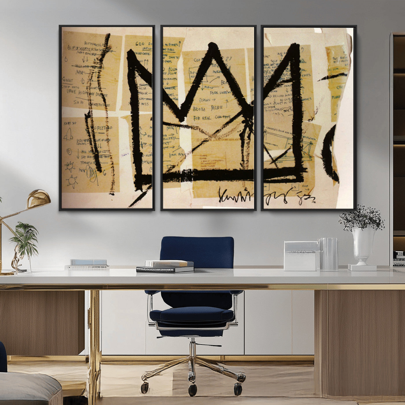 37215-MGV-CV-36X24-Abstract Crown Wall Art – Urban Graffiti Style Canvas Print Modern Street Art Design, Bold Contemporary Decor for Living Room,