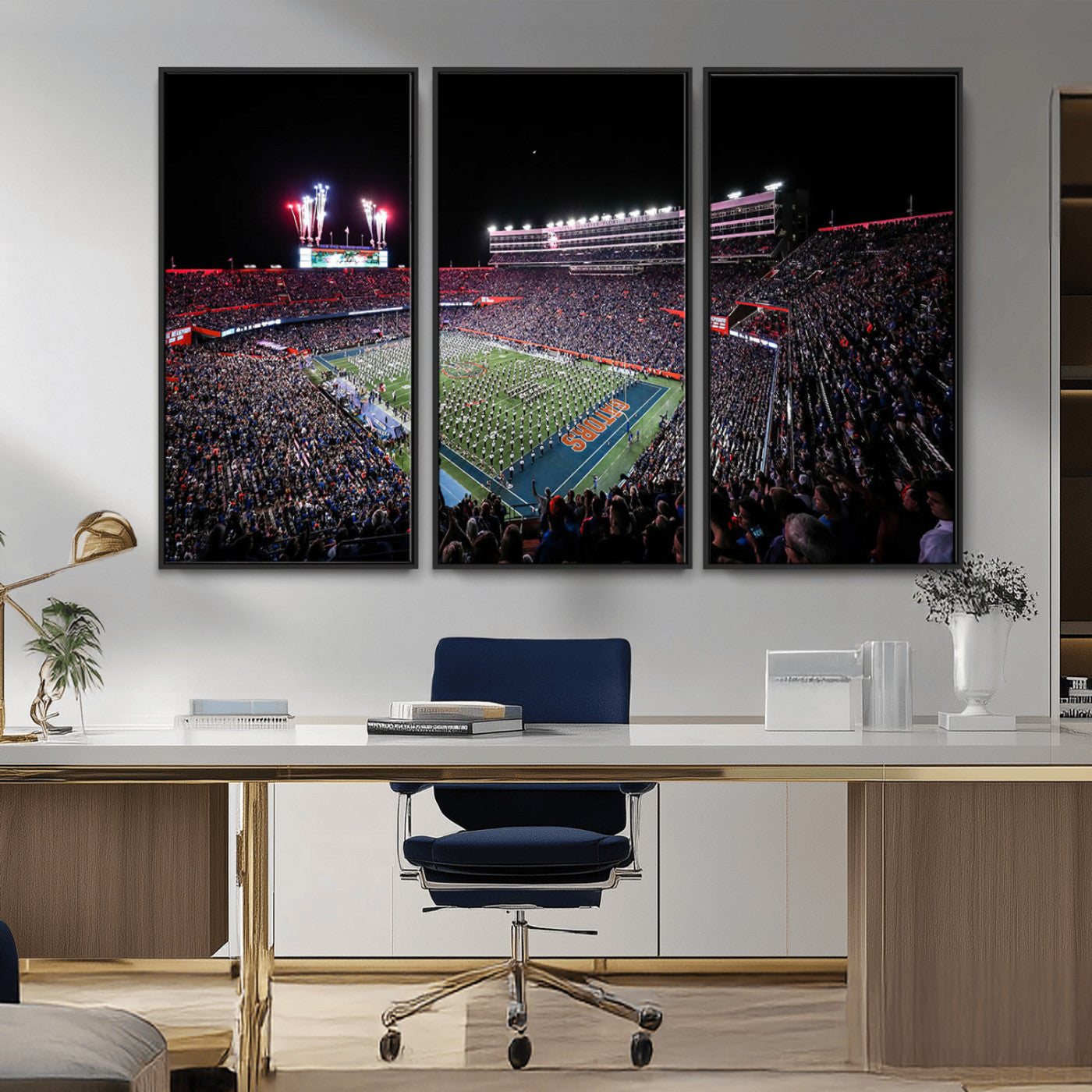 46899-MGV-CV-36X24-Ben Hill Griffin Stadium Wall Art Canvas Print, Framed Football Stadium Art Picture Print, Florida Football Stadium Perfect Sport