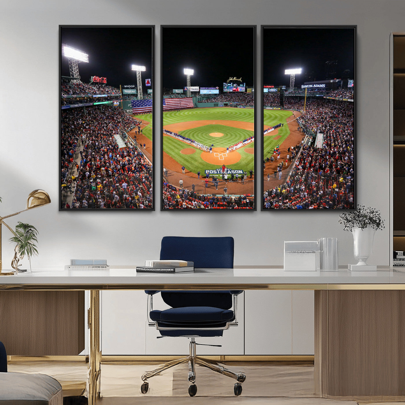 47365-MGV-CV-36X24-Fenway Park Stadium Wall Art Canvas Print, Framed Boston Baseball Stadium Art Picture Print, MLB Stadium Field Perfect Sport Room