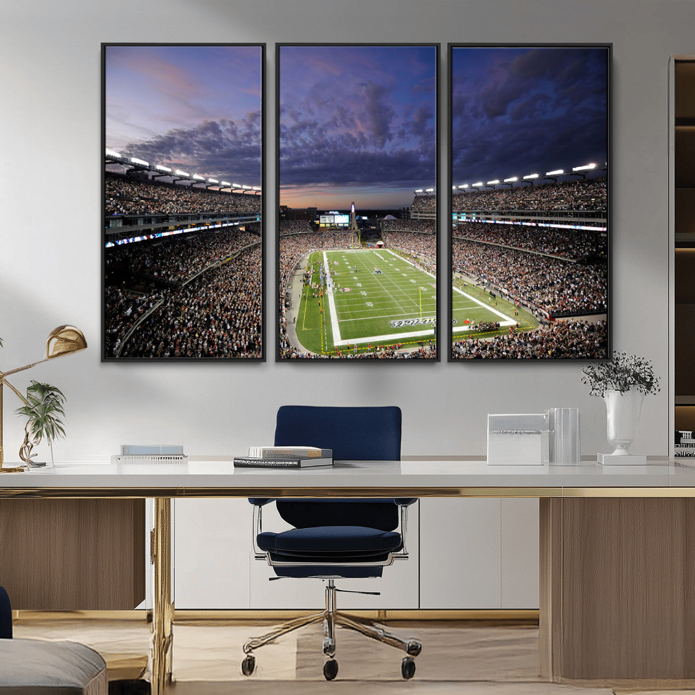 52712-MGV-CV-36X24-Gillette Stadium Field Wall Art Canvas Print, Framed Massachusetts Stadium Art Picture Print, Gillette Stadium Perfect Sport Room