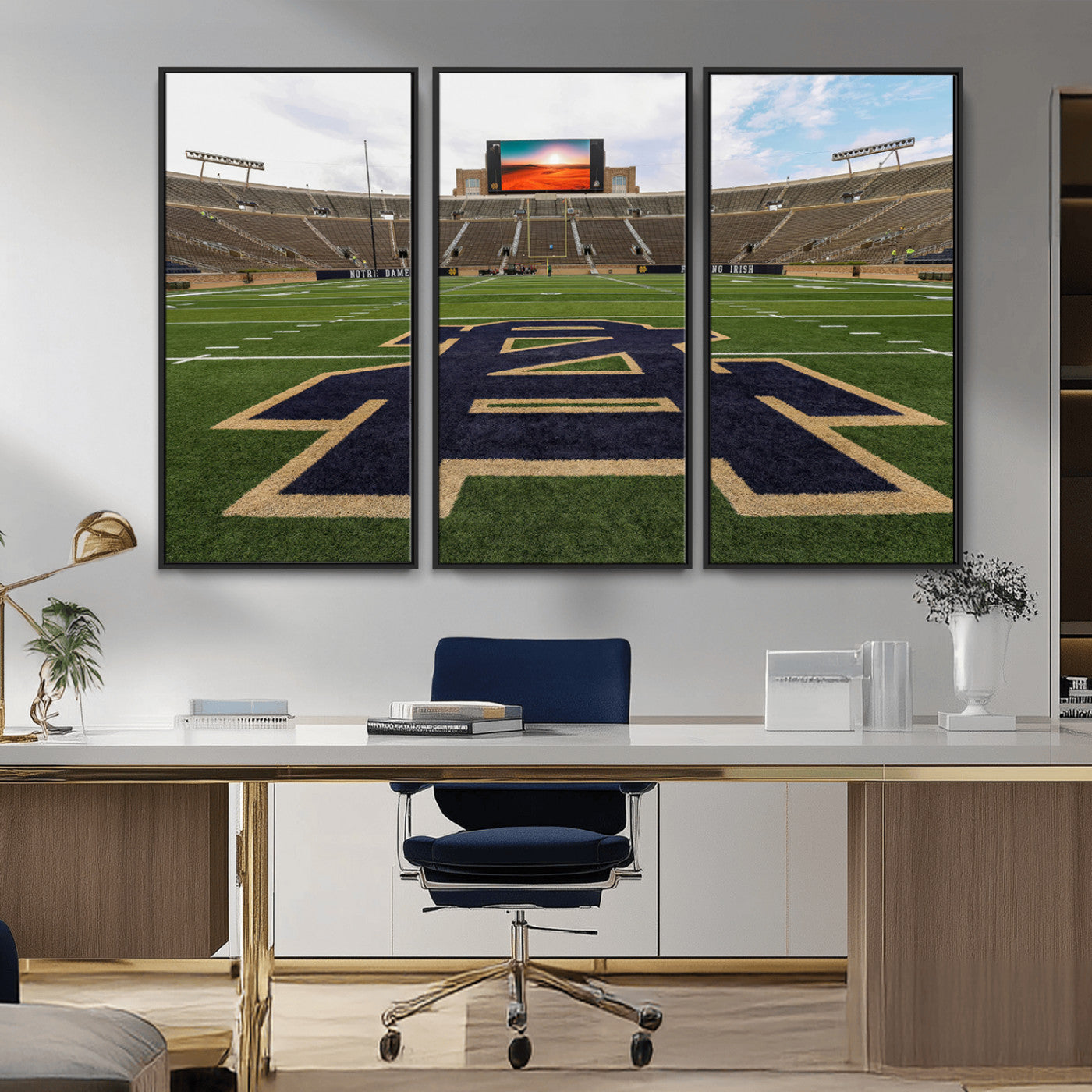 52835-MGV-CV-36X24-Notre Dame Stadium Wall Art Canvas Print, Framed Indiana Stadium Art Picture Print, Notre Dame Field Perfect Sport Room Decor