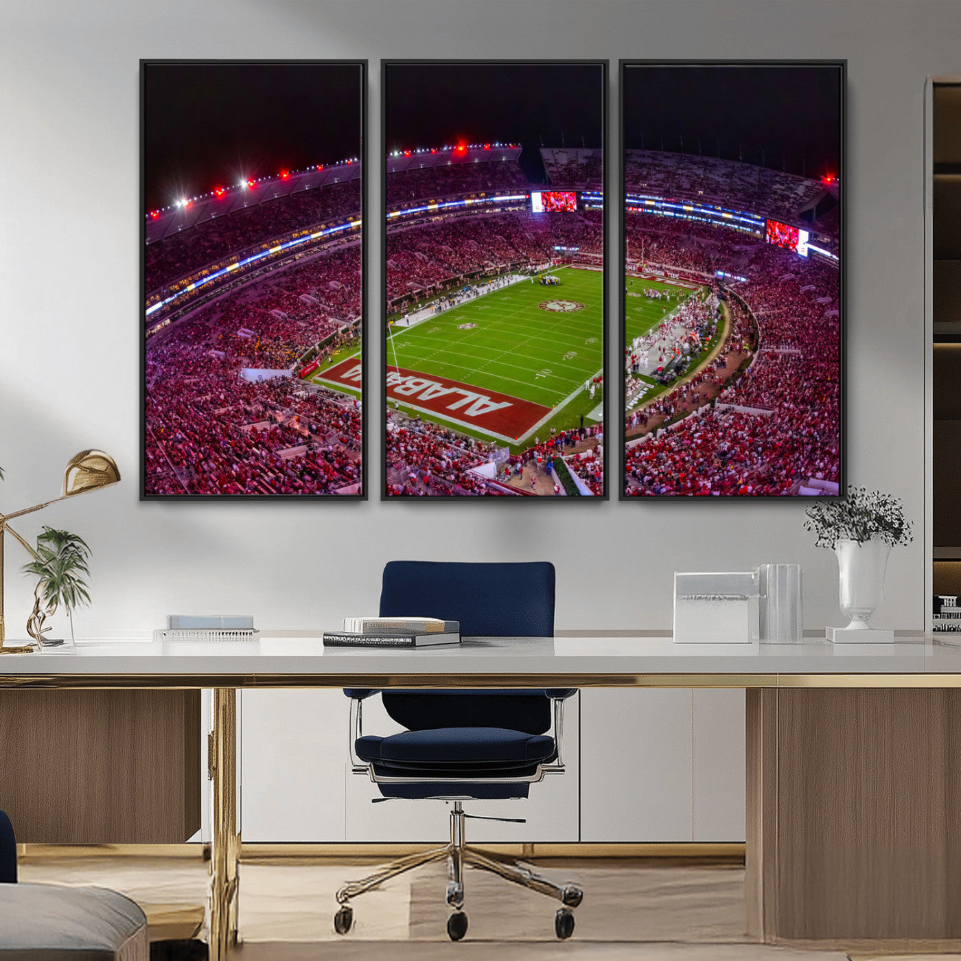 11343-MGV-CV-36X24-Bryant-Denny Stadium Wall Art – Panoramic Alabama Crimson Tide Football Field Canvas Print, Game Day Decor for Office, Man Cave or
