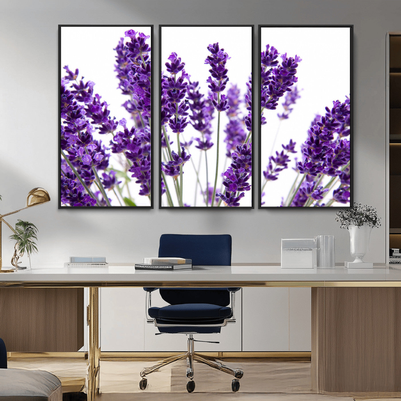 84456-MGV-CV-36X24-Lavender Wall Art – Botanical Canvas Print Featuring Purple Floral Stems, Fresh Nature Inspired Artwork for Living Room, Bedroom,