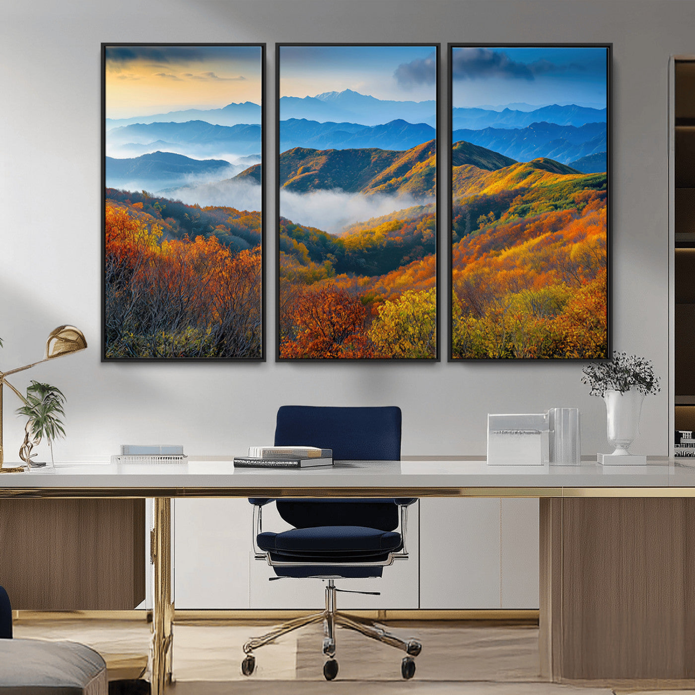 86772247-MGV-CV-36X24-Autumn Mountains Wall Art Canvas Print, Framed Fall Foliage Art Picture Print, Vibrant Hills Perfect Vibrant Nature Decor Artwork