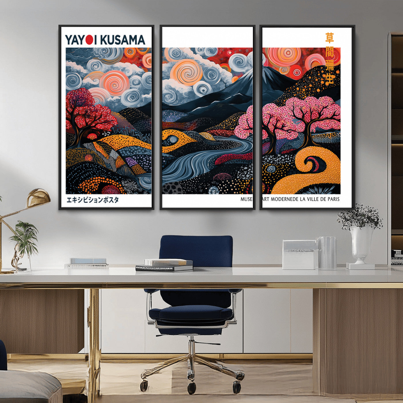 43879290-MGV-CV-36X24-Japanese Abstract Wall Art – Mount Fuji Cherry Blossom Canvas Print, Modern Asian Inspired Landscape Decor for Living Room,
