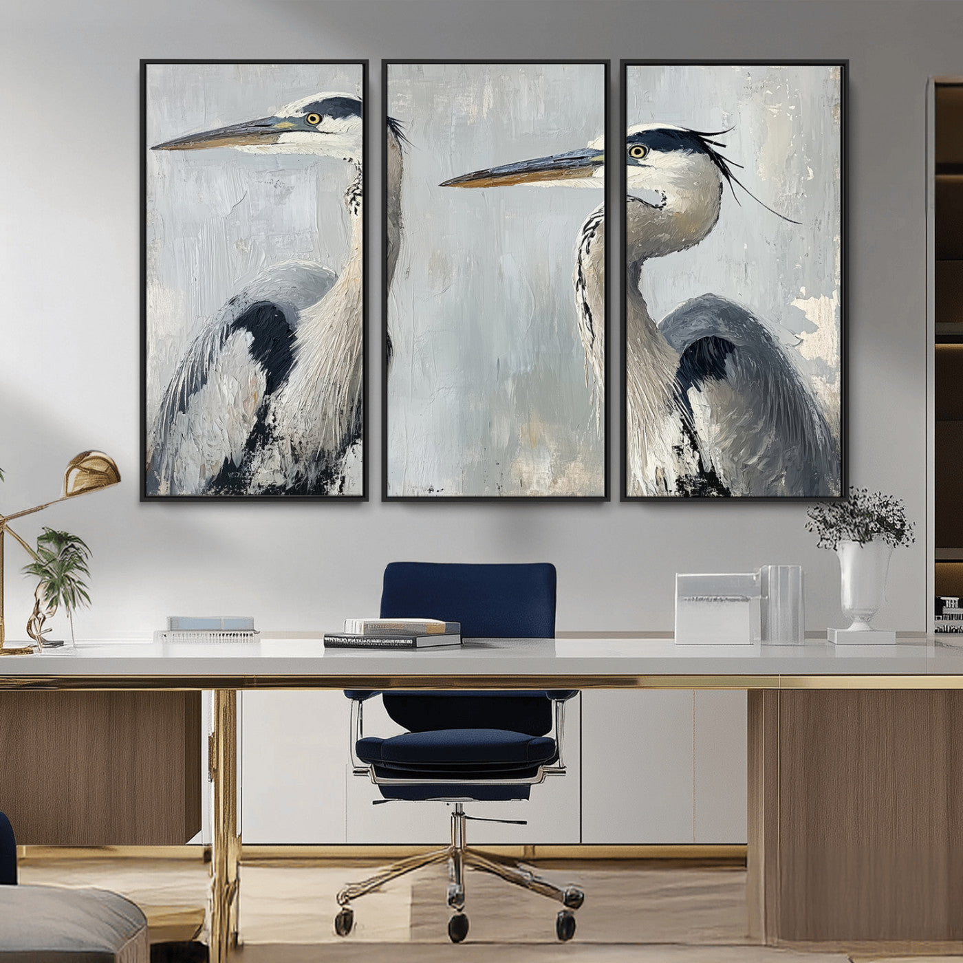 19427826-MGV-FC-48X32-3P_Black-Bird Canvas Decor Wall Art Canvas Print, Framed Coastal Bird Pair Art Picture Print, Minimalist Wildlife Wall Perfect Coastal