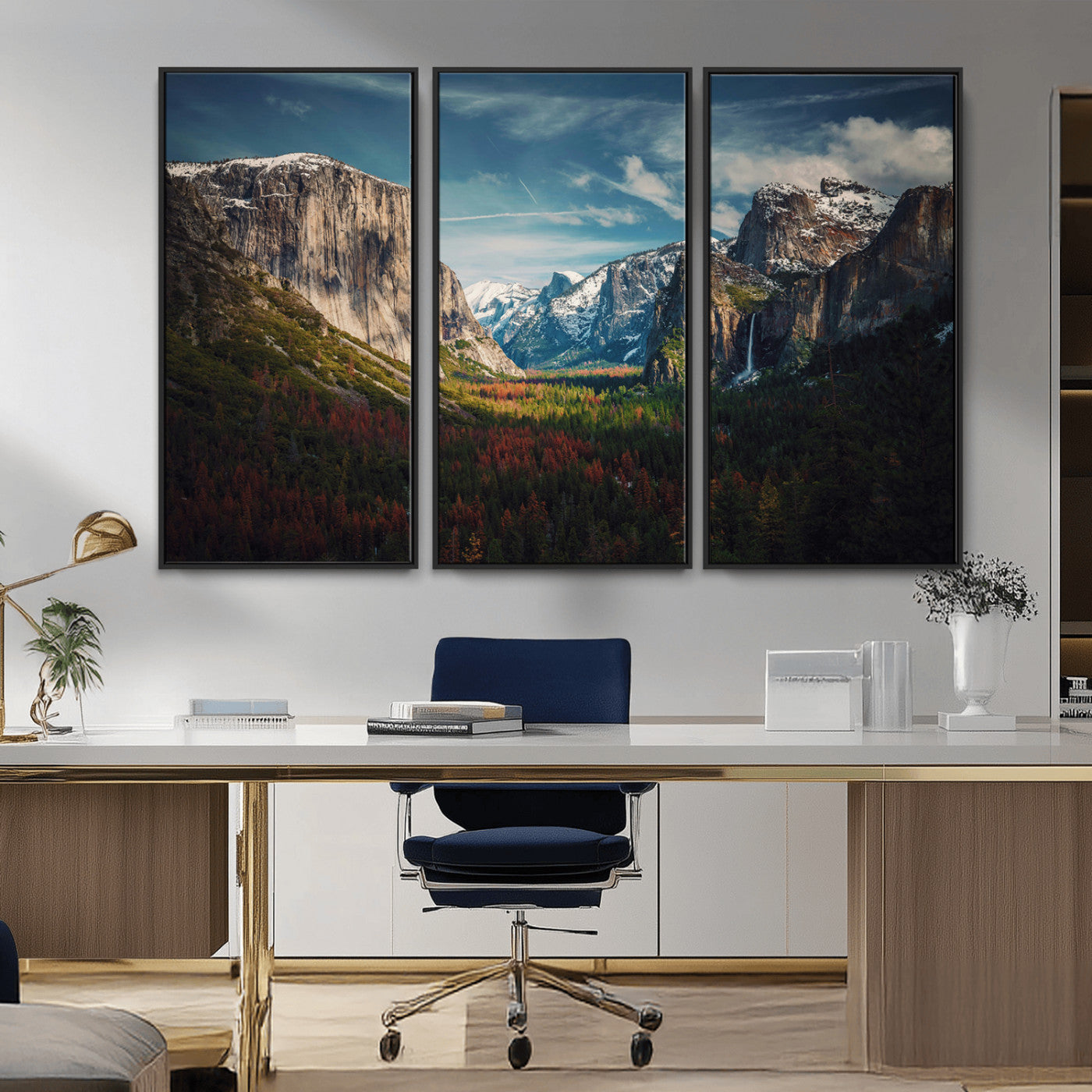 15244033-MGV-CV-36X24-Yosemite National Wall Art Canvas Print, Framed Mountain Landscape Art Picture Print, El Capitan Perfect Rustic Farmhouse Decor