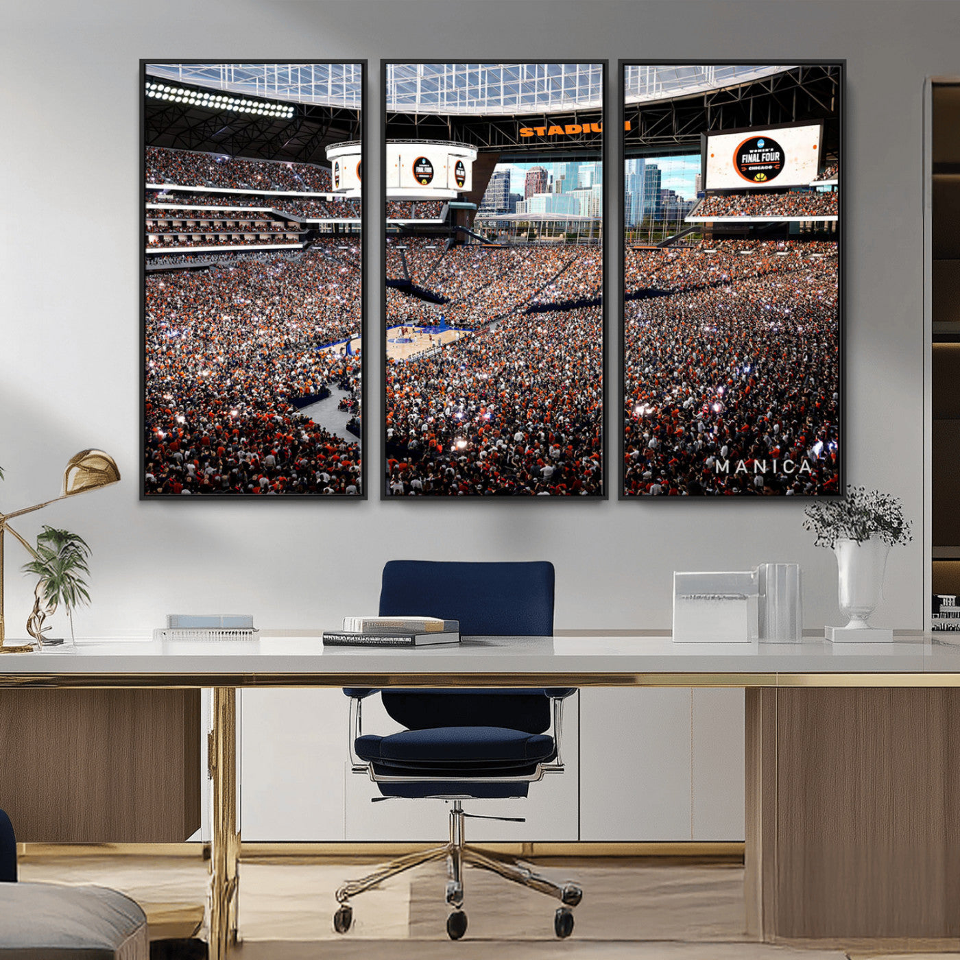 38616413-MGV-CV-36X24-Chicago Dome Stadium Wall Art – Futuristic Basketball Final Four Arena Canvas Print, Modern Sports Fan Decor for Man Cave or