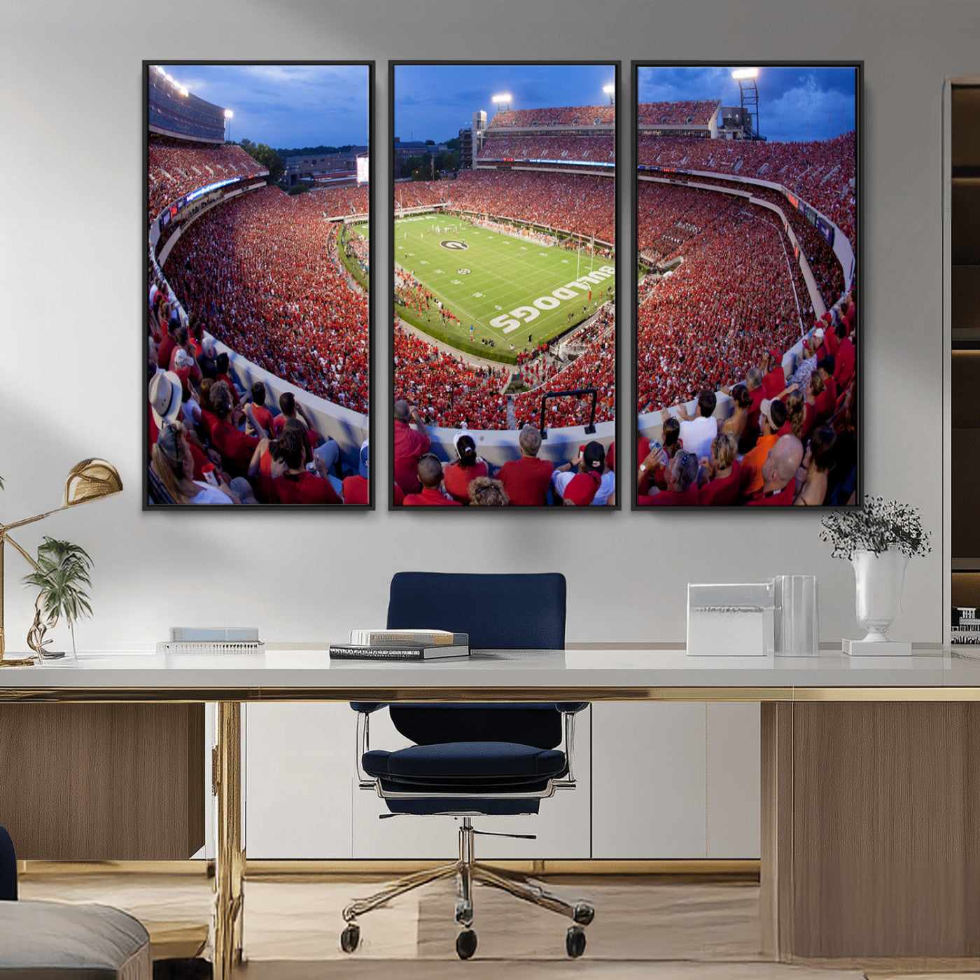 10244378-MGV-CV-36X24-Sanford Stadium Wall Art – Panoramic Georgia Bulldogs Day Game Football Canvas Print, Game Day Crowd Sports Decor for Office, Man