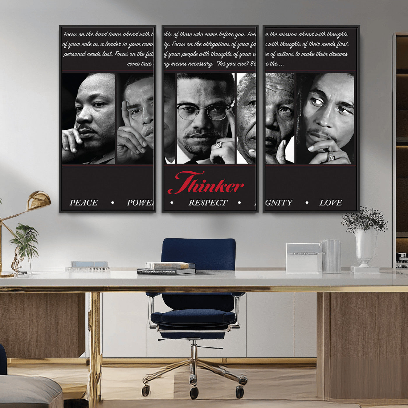 45112-MGV-CV-36X24-Black Icons Wall Art Canvas Print, Framed Thinker Art Picture Print, Motivational Quote Perfect Cultural Modern Decor Artwork