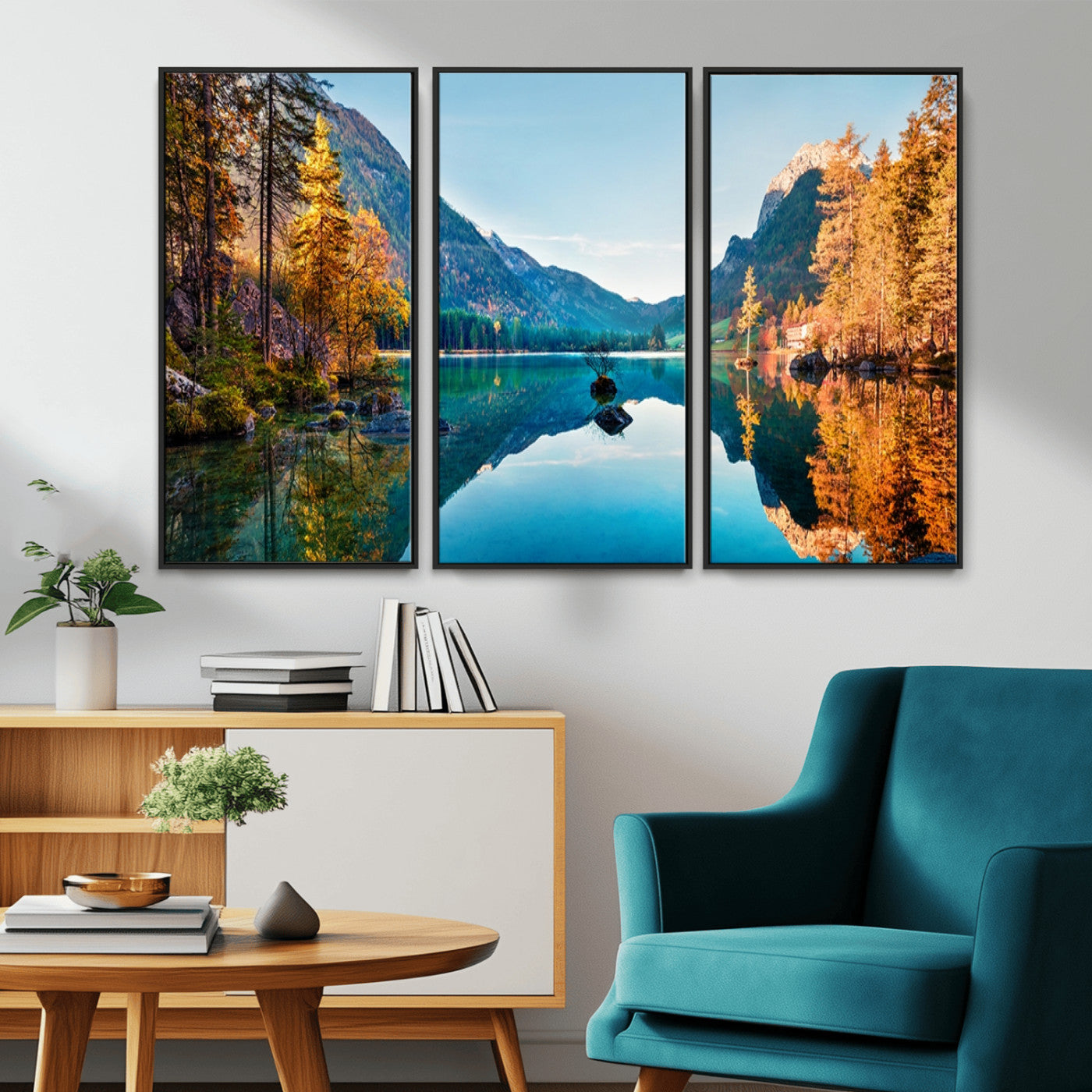 32962-MGV-CV-36X24-Mountain Lake Wall Art – Tranquil Autumn Landscape Canvas Print, Nature Reflection Decor for Living Room, Bedroom, Office or Cabin