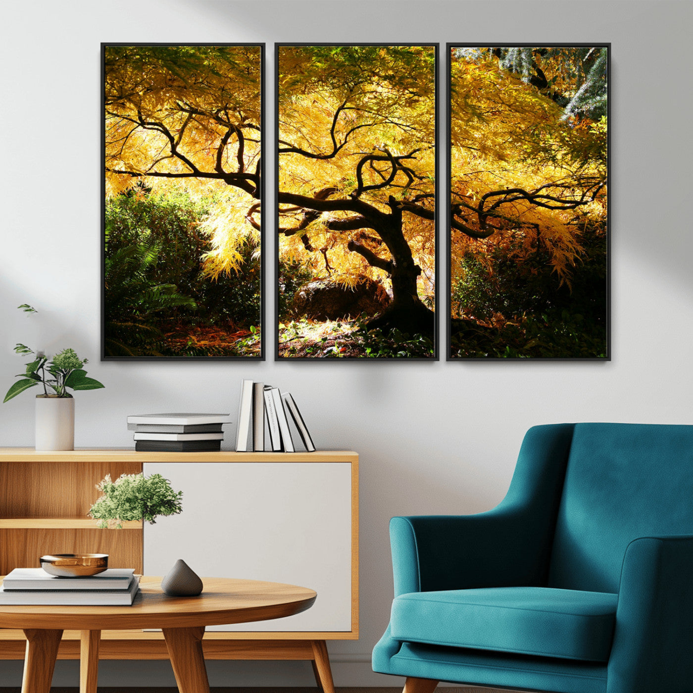 19067-MGV-CV-36X24-Golden Canopy Wall Art – Panoramic Autumn Tree Canvas Print, Warm Seasonal Decor for Living Room, Office or Garden Space