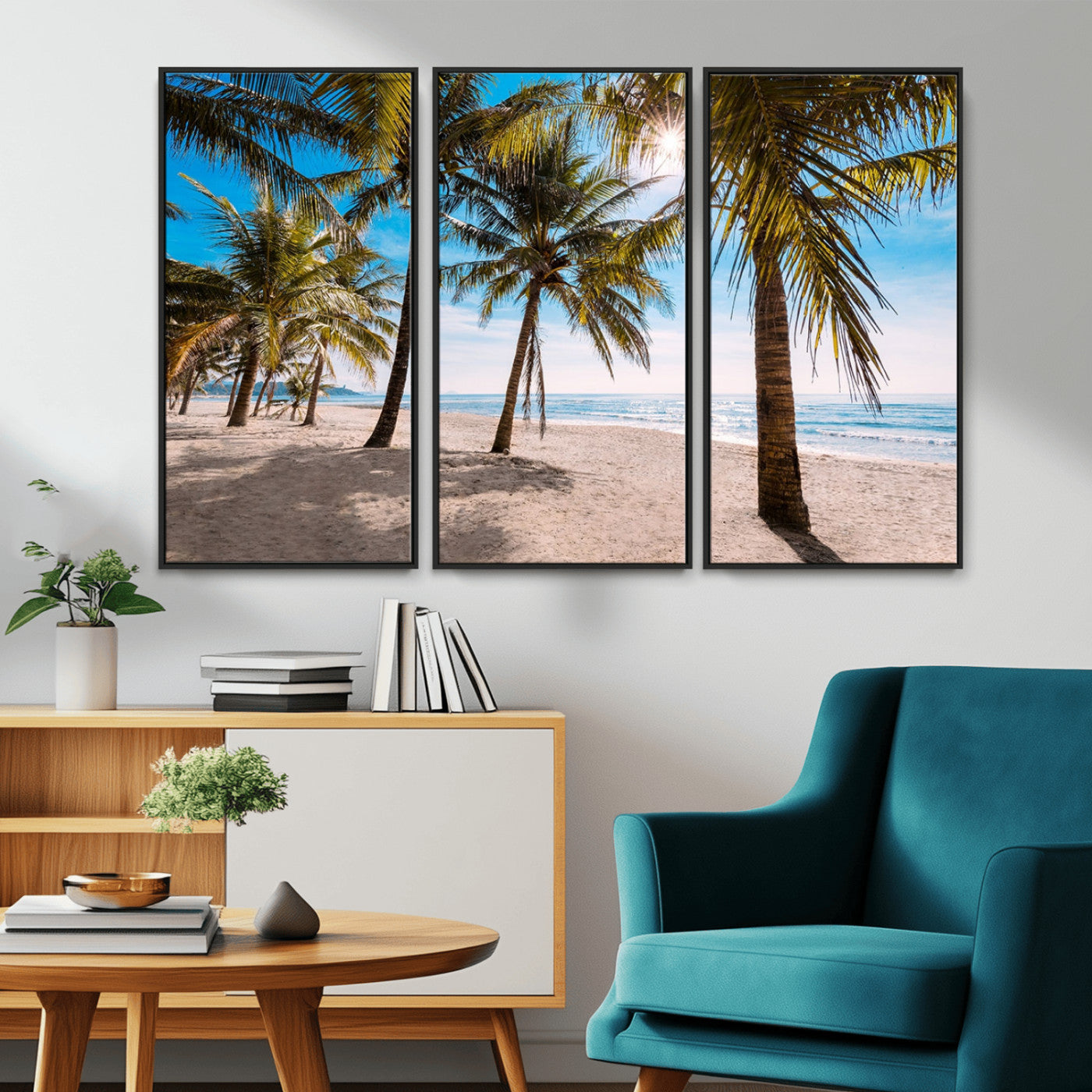 98175-MGV-CV-36X24-Tropical Palm Beach Wall Art – Relaxing Ocean Shore Canvas Print with Palm Trees, Coastal Summer Decor for Living Room, Bedroom or