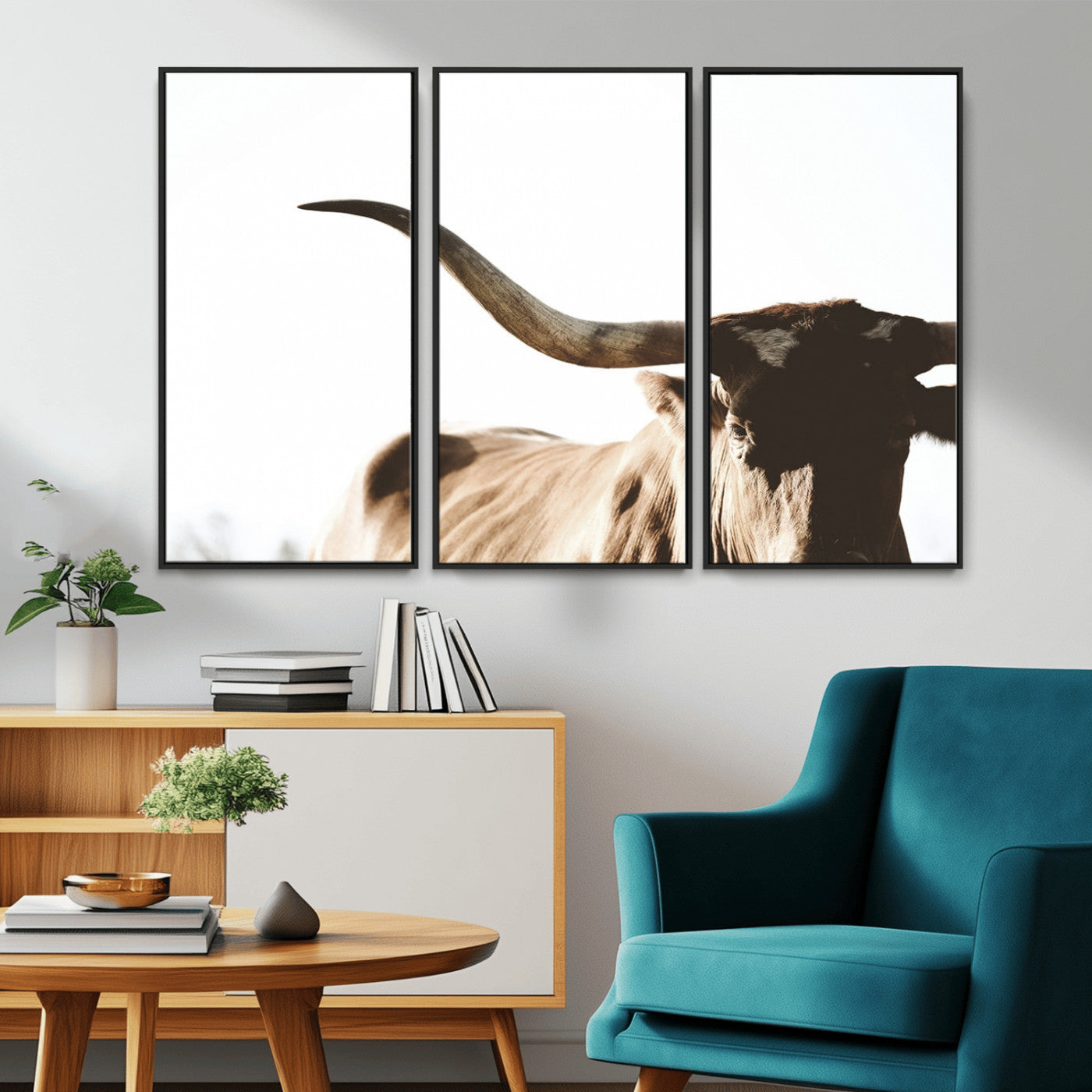 35866-MGV-CV-36X24-Texas Longhorn Wall Art – Rustic Western Bull Canvas Print, Farmhouse Animal Photography Decor for Living Room, Office, or Ranch