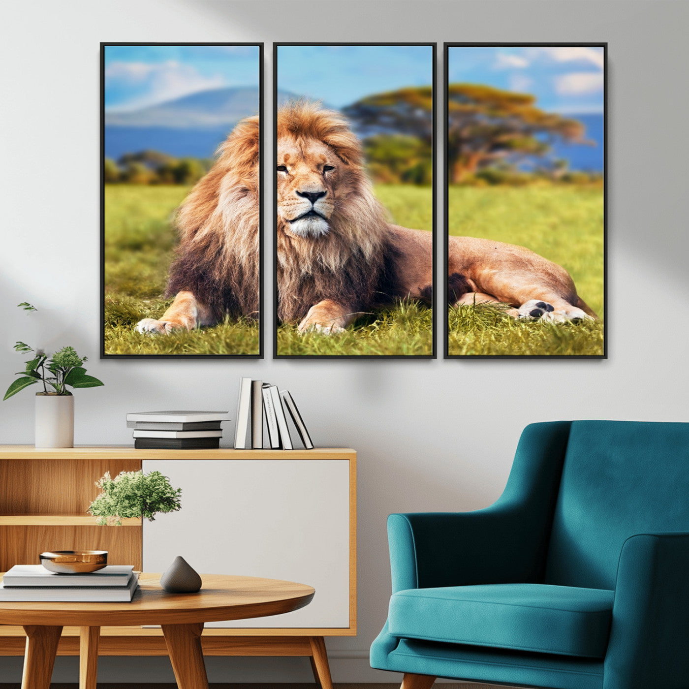 67826-MGV-CV-36X24-Majestic Lion Wall Art – King of the Jungle Canvas Print, Safari Wildlife Decor for Living Room, Office, or Man Cave