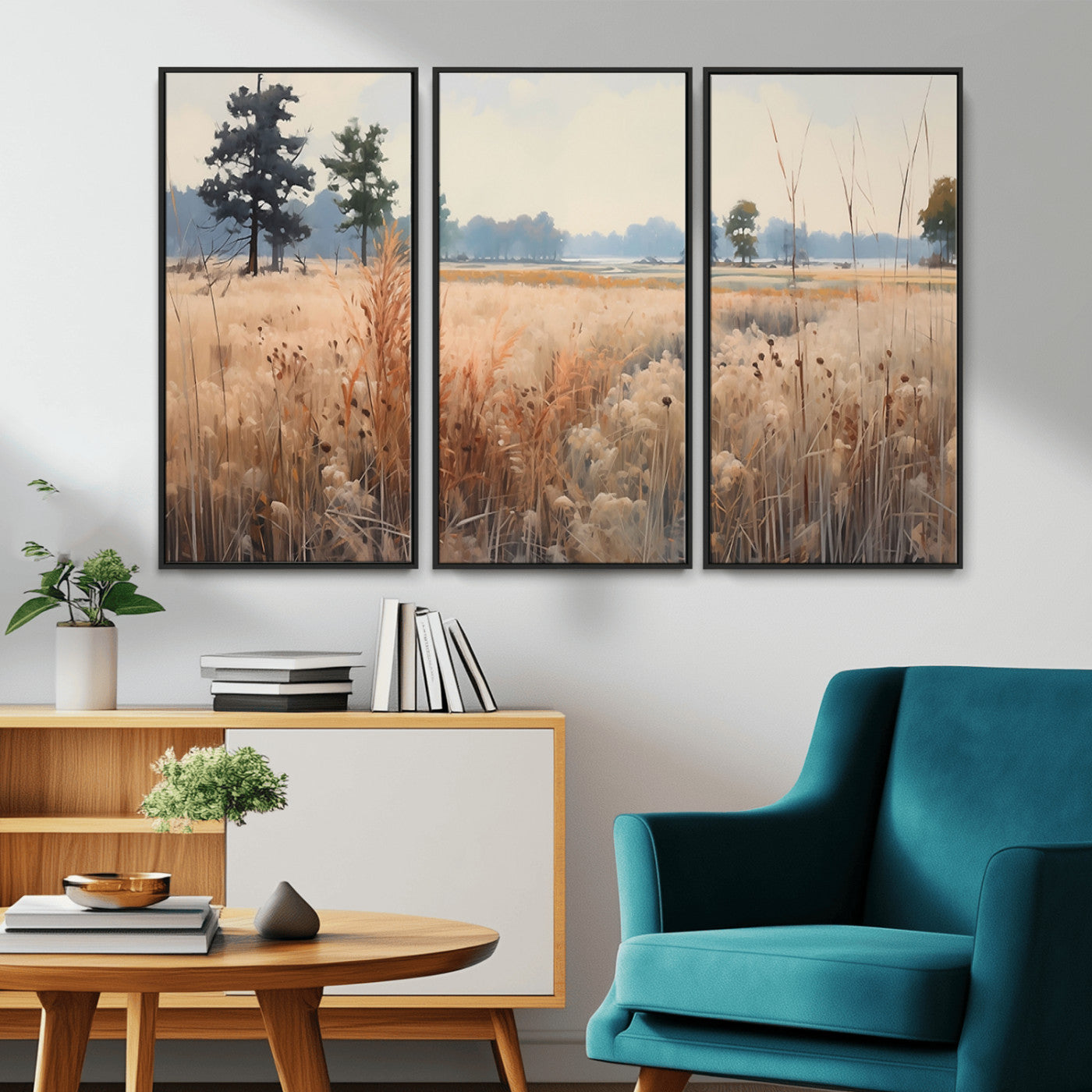 98822-MGV-CV-36X24-Autumn Meadow Wall Art – Tranquil Grassland Landscape Canvas Print, Rustic Country Decor for Living Room, Bedroom or Farmhouse
