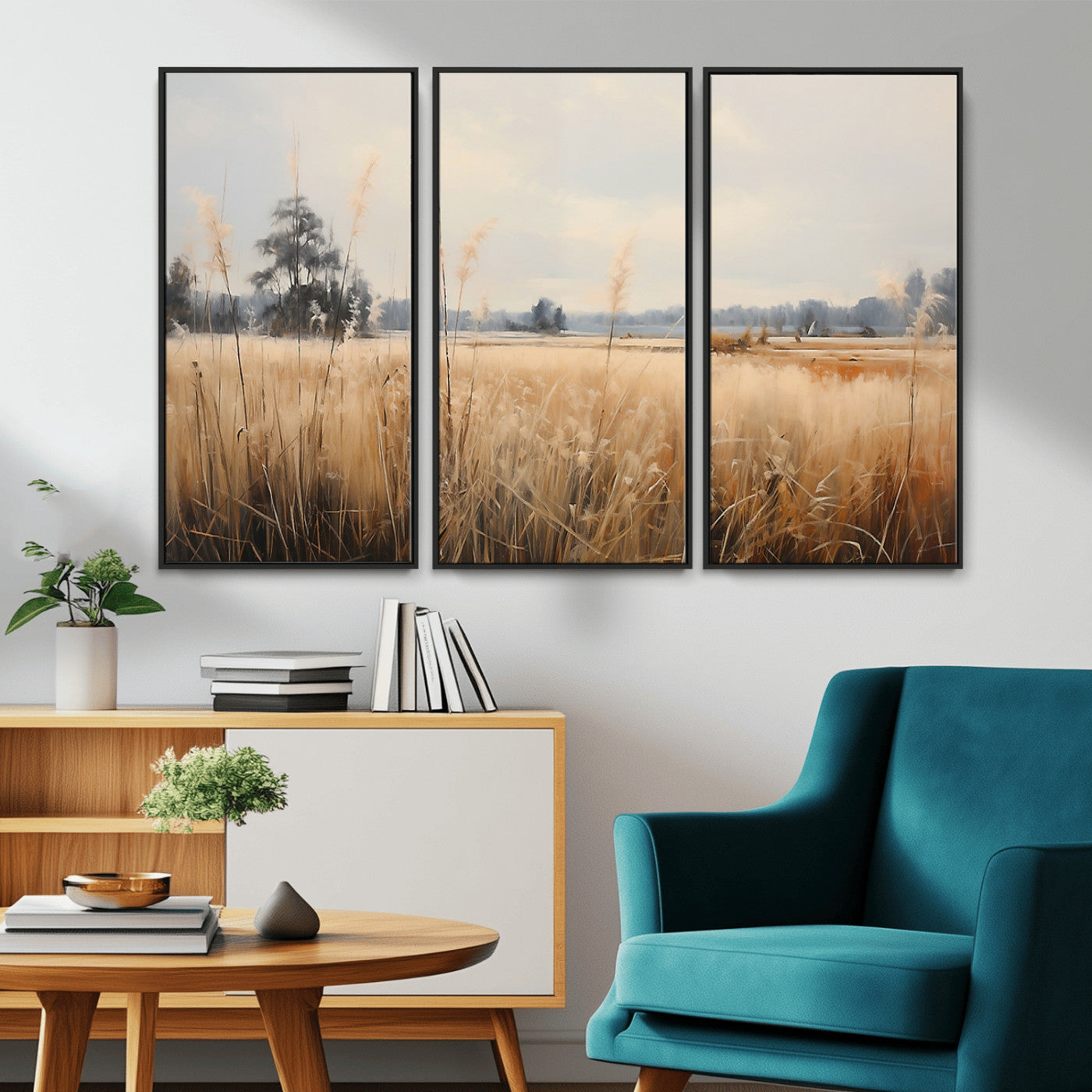38193-MGV-CV-36X24-Golden Meadow Wall Art – Serene Grassland Landscape Canvas Print, Rustic Nature Decor for Bedroom, Living Room or Farmhouse
