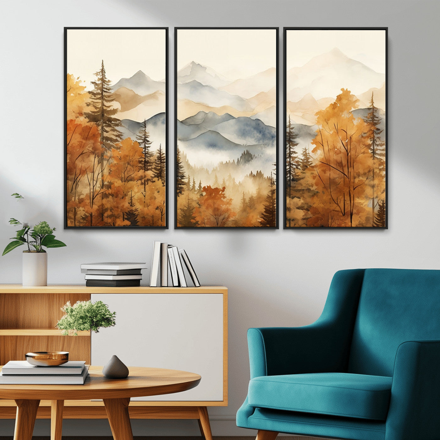 72950-MGV-CV-36X24-Autumn Mountain Forest Wall Art – Golden Fall Landscape Canvas Print, Nature-Inspired Home Decor for Living Room, Bedroom or