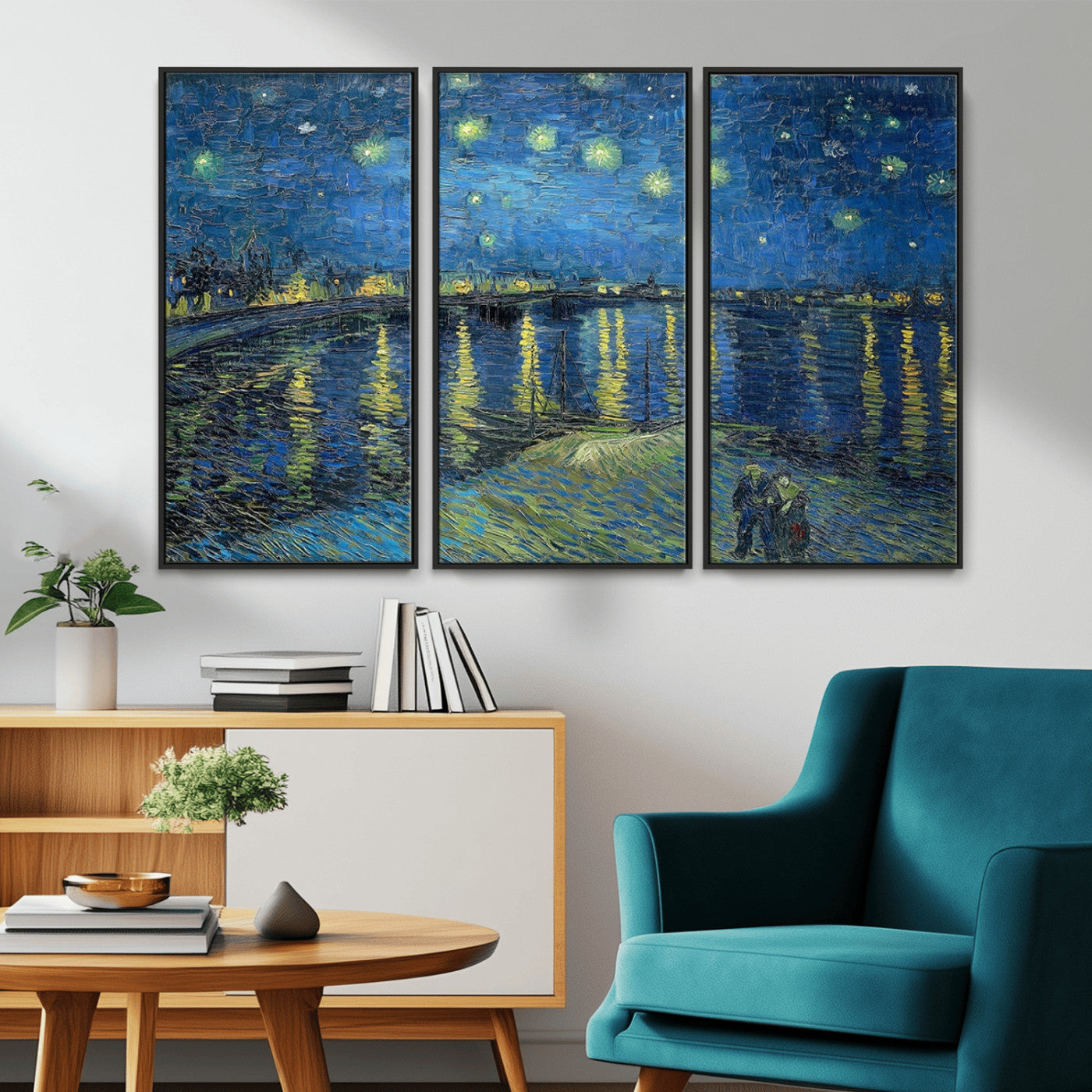 94605-MGV-CV-36X24-Starry Night Over the Rhone Wall Art – Vincent van Gogh Canvas Print, Famous Impressionist Painting for Living Room, Office