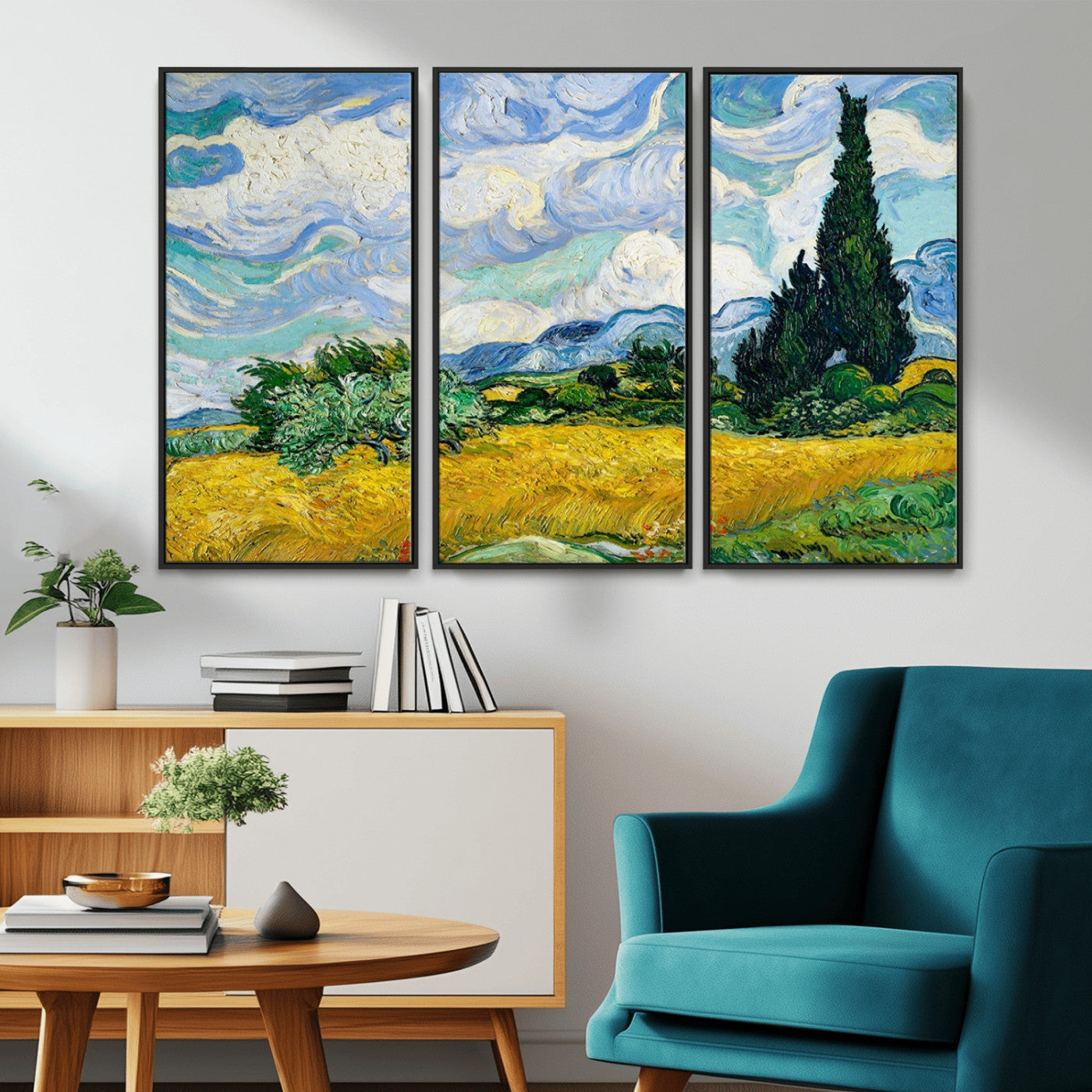 97252-MGV-CV-36X24-Wheat Field with Cypress – Van Gogh Wall Art, Impressionist Landscape Canvas Print, Rustic Home Decor for Living Room or Office