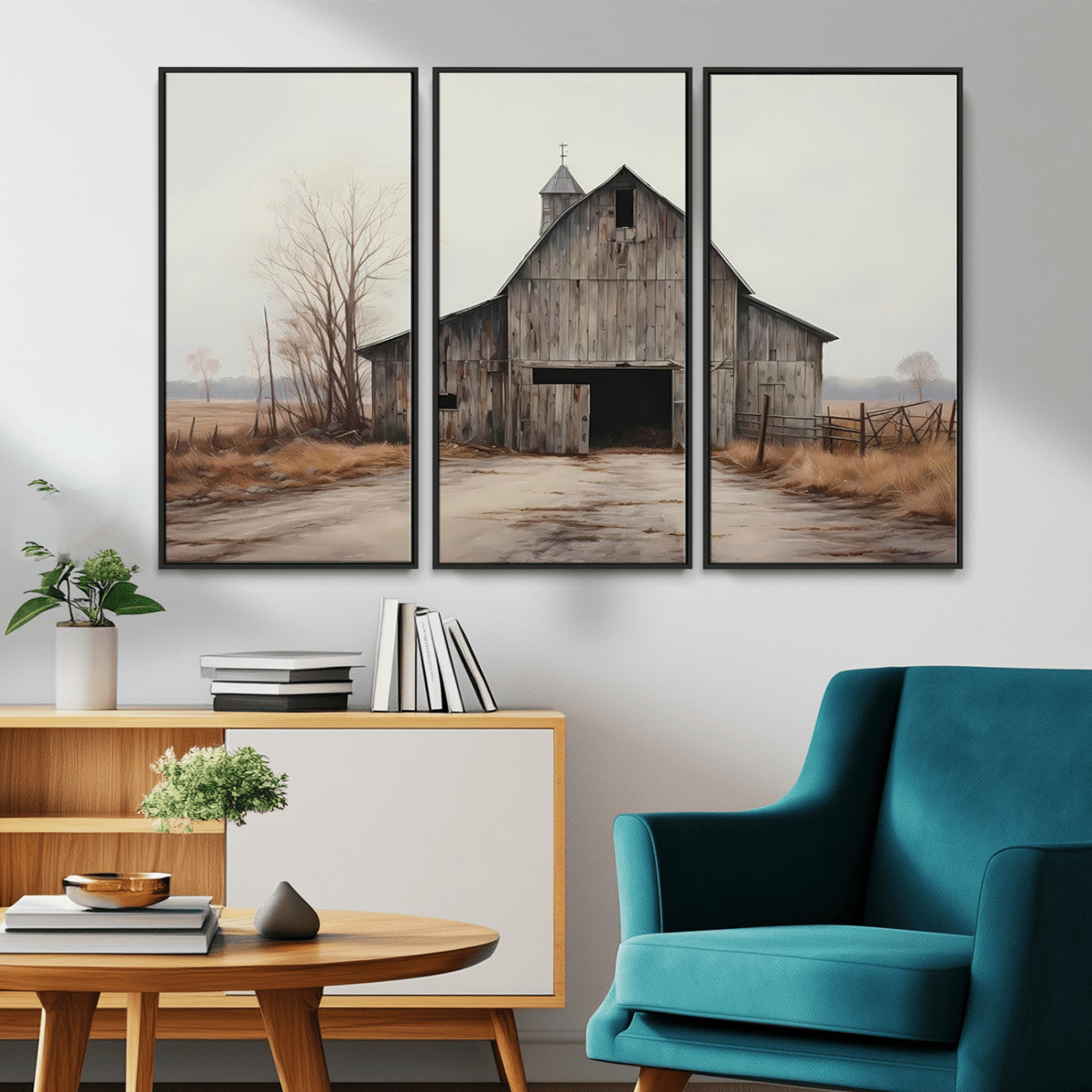 11602-MGV-CV-36X24-Old Barn Wall Art Canvas Print, Framed Rustic Barn Art Picture Print, Old Farmhouse Perfect Rustic Farmhouse Decor Artwork