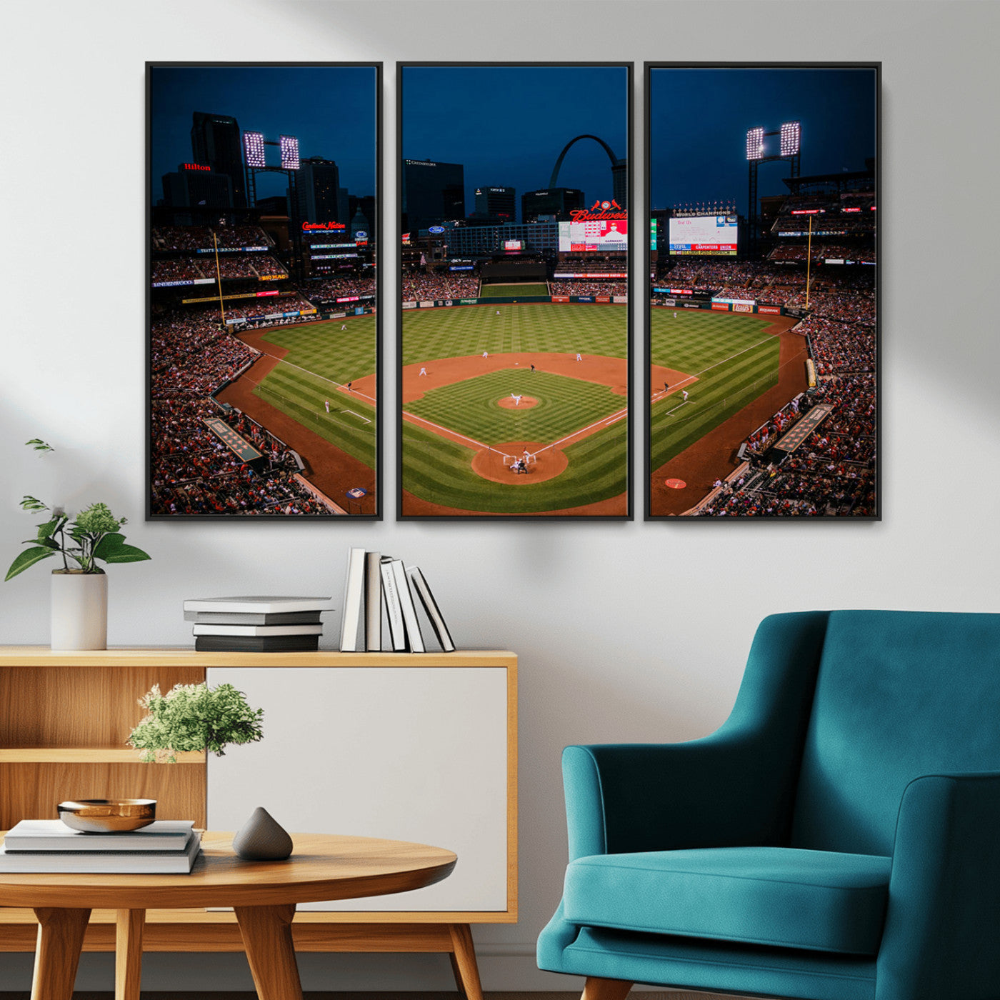38612-MGV-CV-36X24-Busch Stadium Wall Art Canvas Print, Framed Missouri Stadium Art Picture Print, Busch Stadium Field Perfect Sports Room Decor